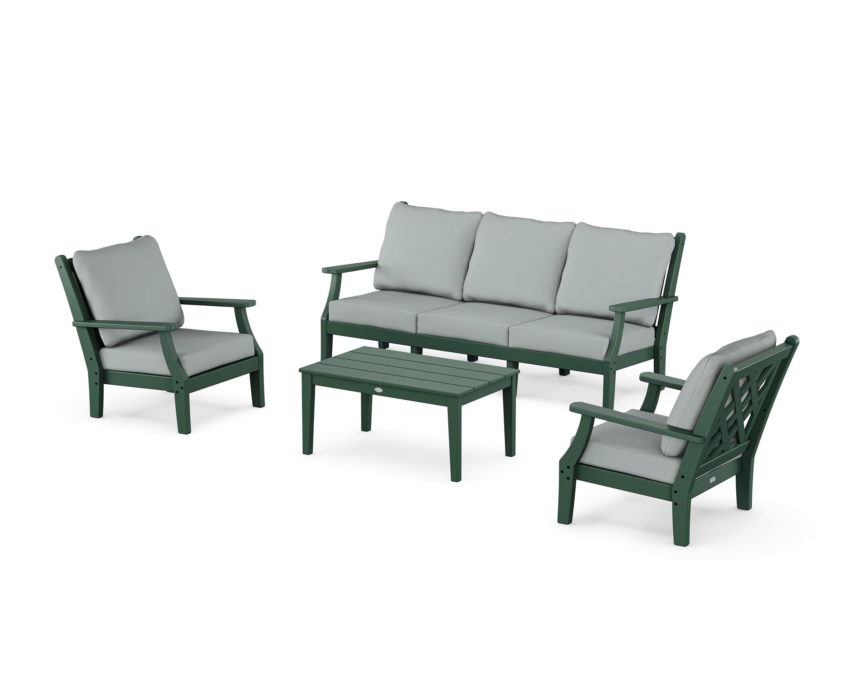 Country Living Wovendale 4-Piece Deep Seating Set with Sofa in Green / Spa