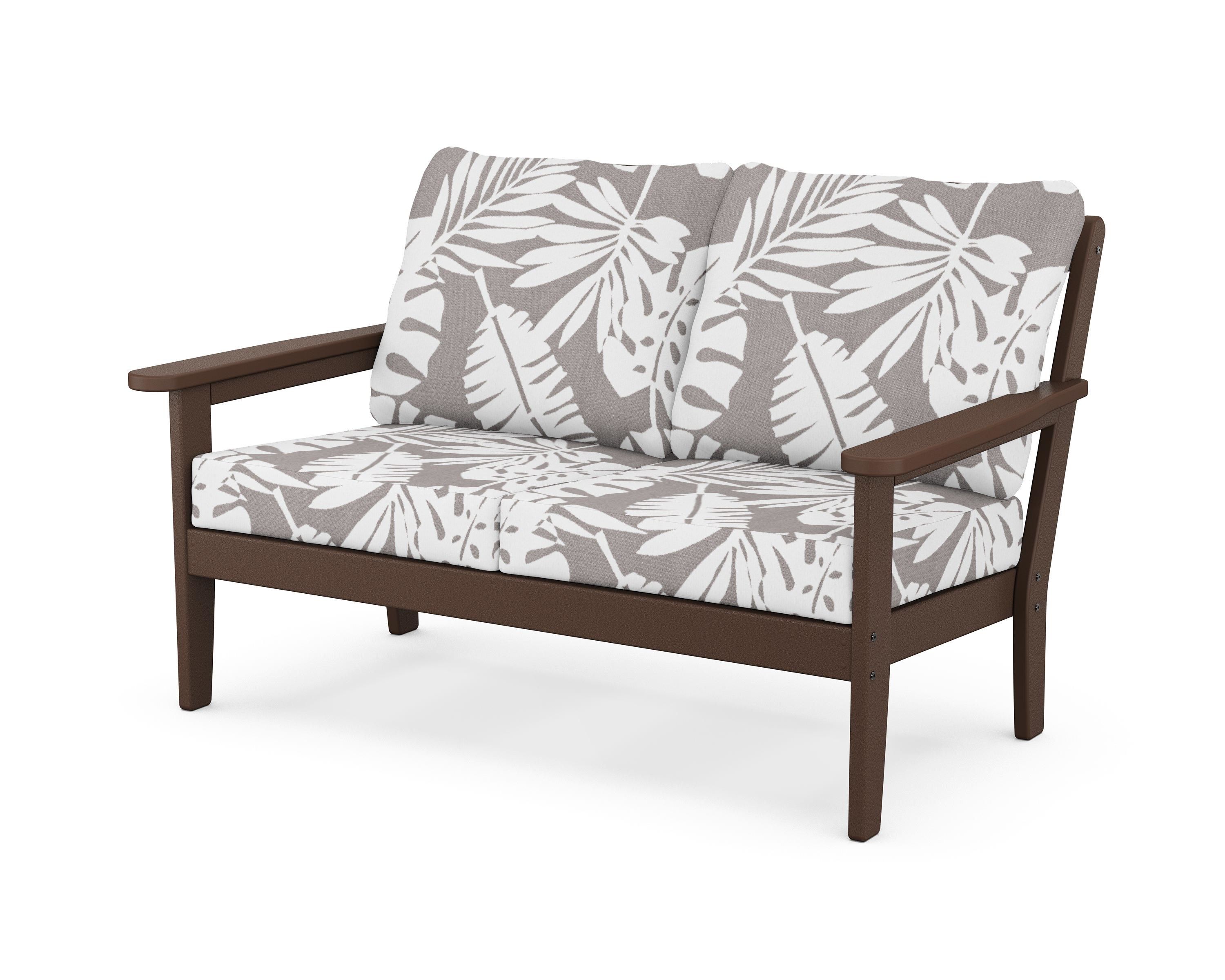 Country Living Cottage Deep Seating Loveseat in Mahogany / Leaf Grey Mist