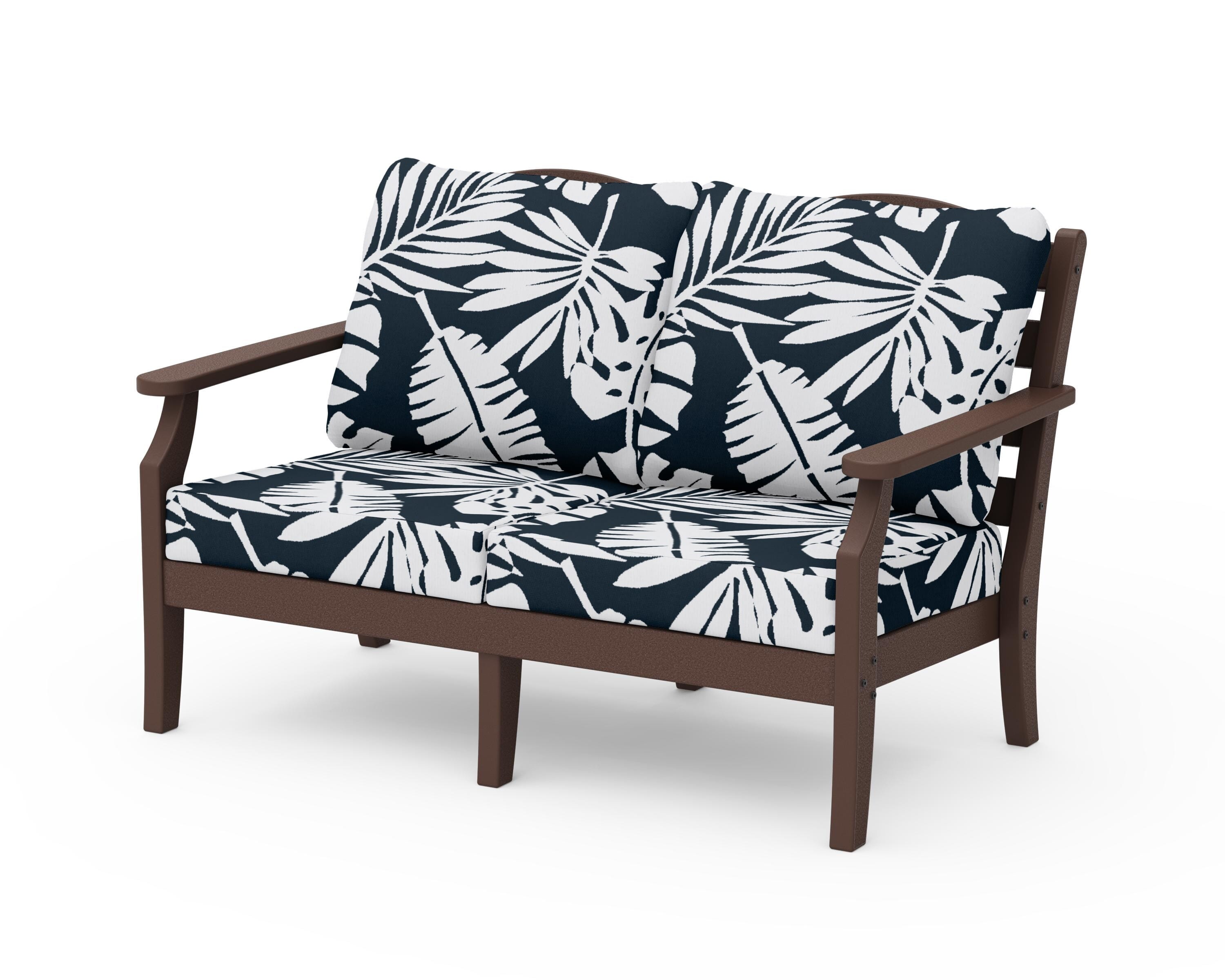 Draper James™ by POLYWOOD® Savannah Deep Seating Loveseat in Mahogany / Leaf Marine Indigo