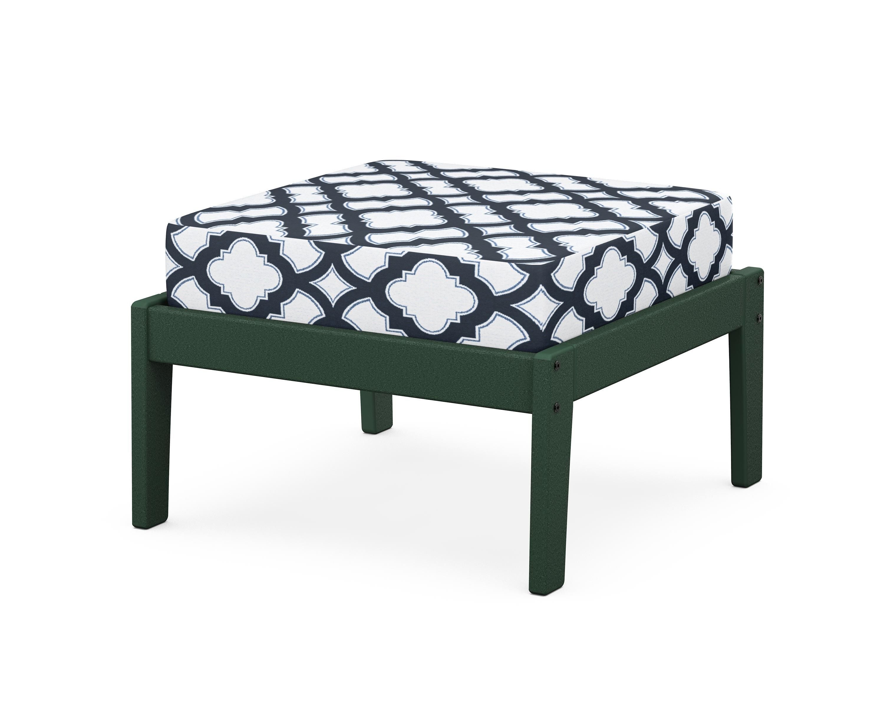 Unbranded Deep Seating Ottoman in Green / Trellis Marine Indigo