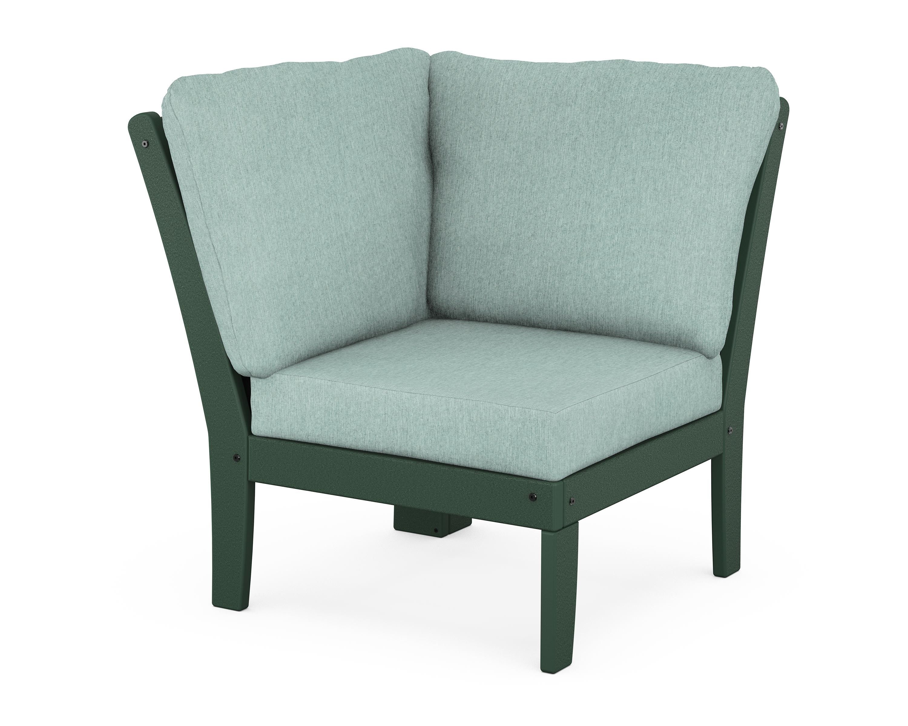 POLYWOOD® Braxton Modular Corner Chair in Green / Glacier Spa