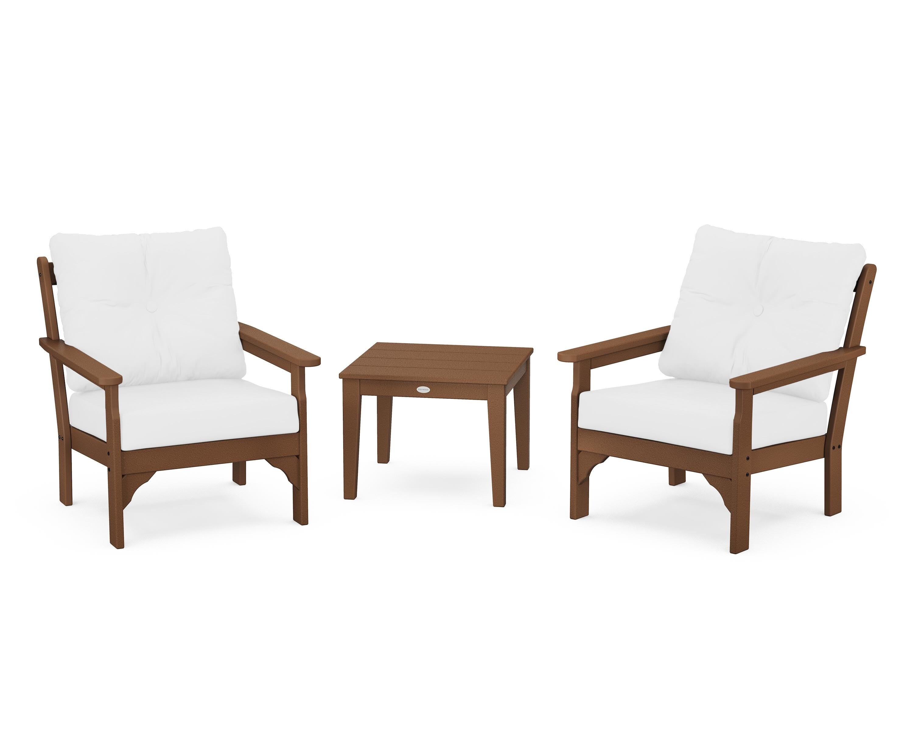 POLYWOOD® Vineyard 3-Piece Deep Seating Set in Teak / Natural
