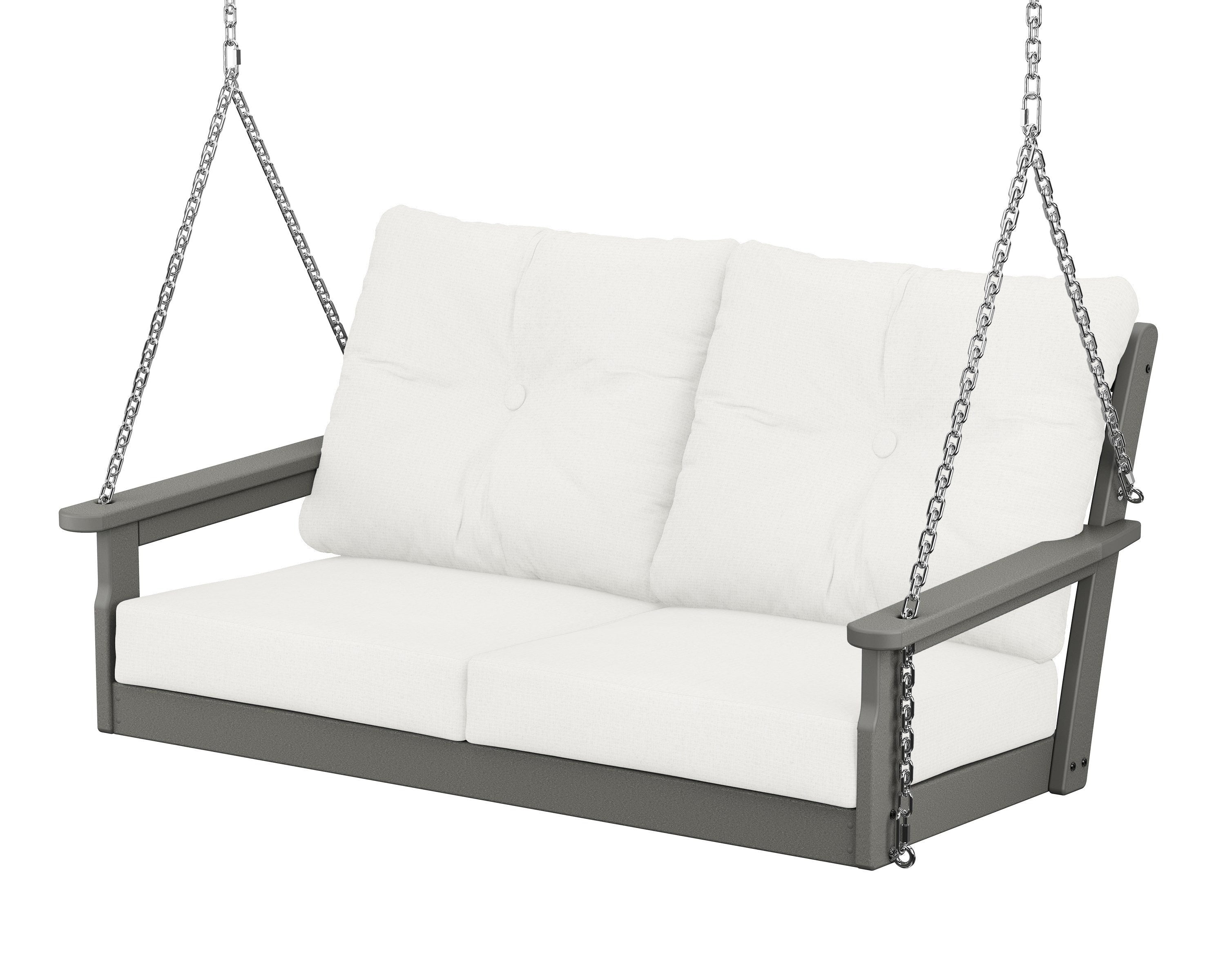 POLYWOOD® Vineyard Deep Seating Swing in Slate Grey / Natural Linen