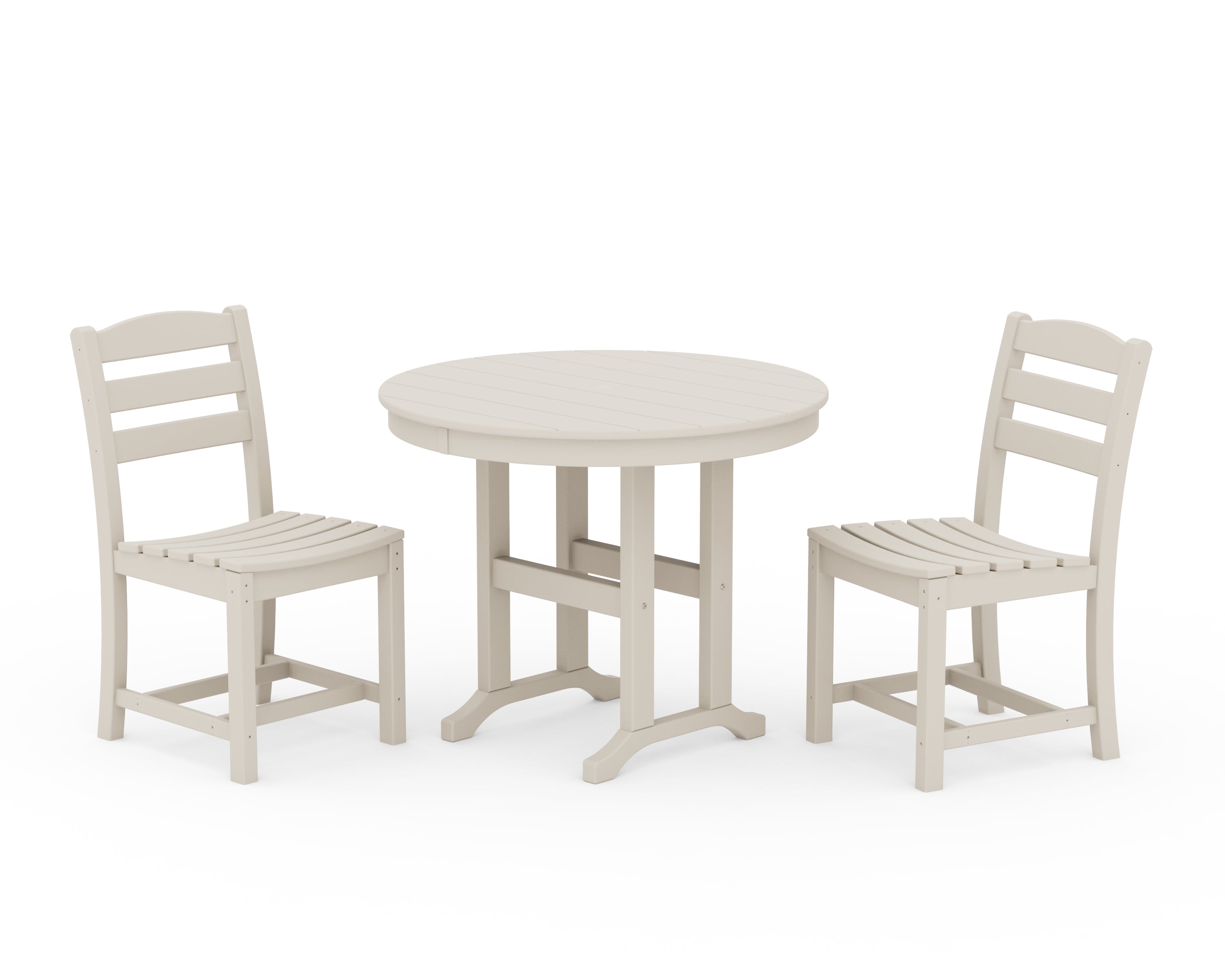 POLYWOOD® La Casa Café Side Chair 3-Piece Round Dining Set in Sand