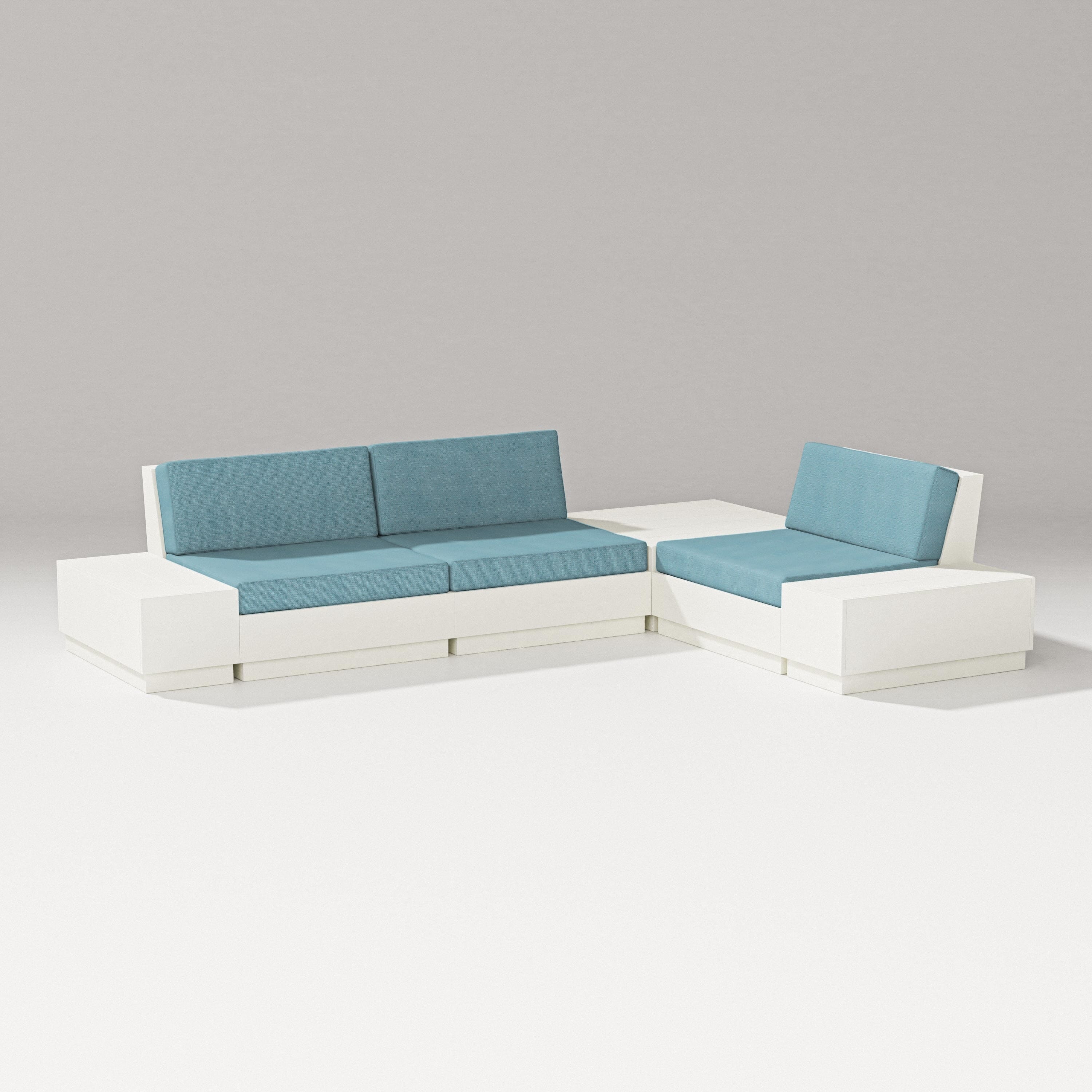 PW Designer Series Elevate 6-Piece Corner Sectional in Vintage White / Lattice Sky Blue