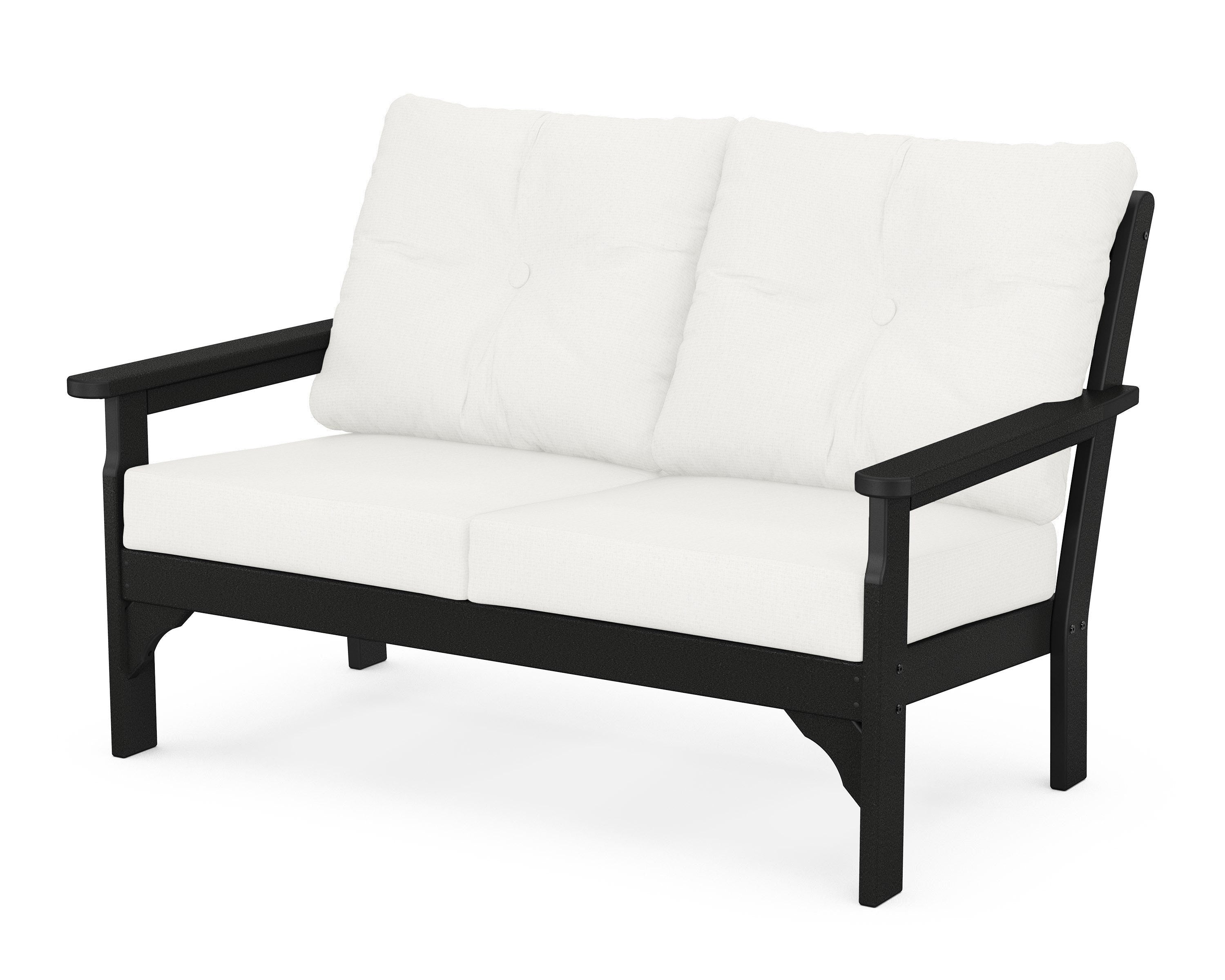 POLYWOOD® Vineyard Deep Seating Loveseat in Black / Natural Linen