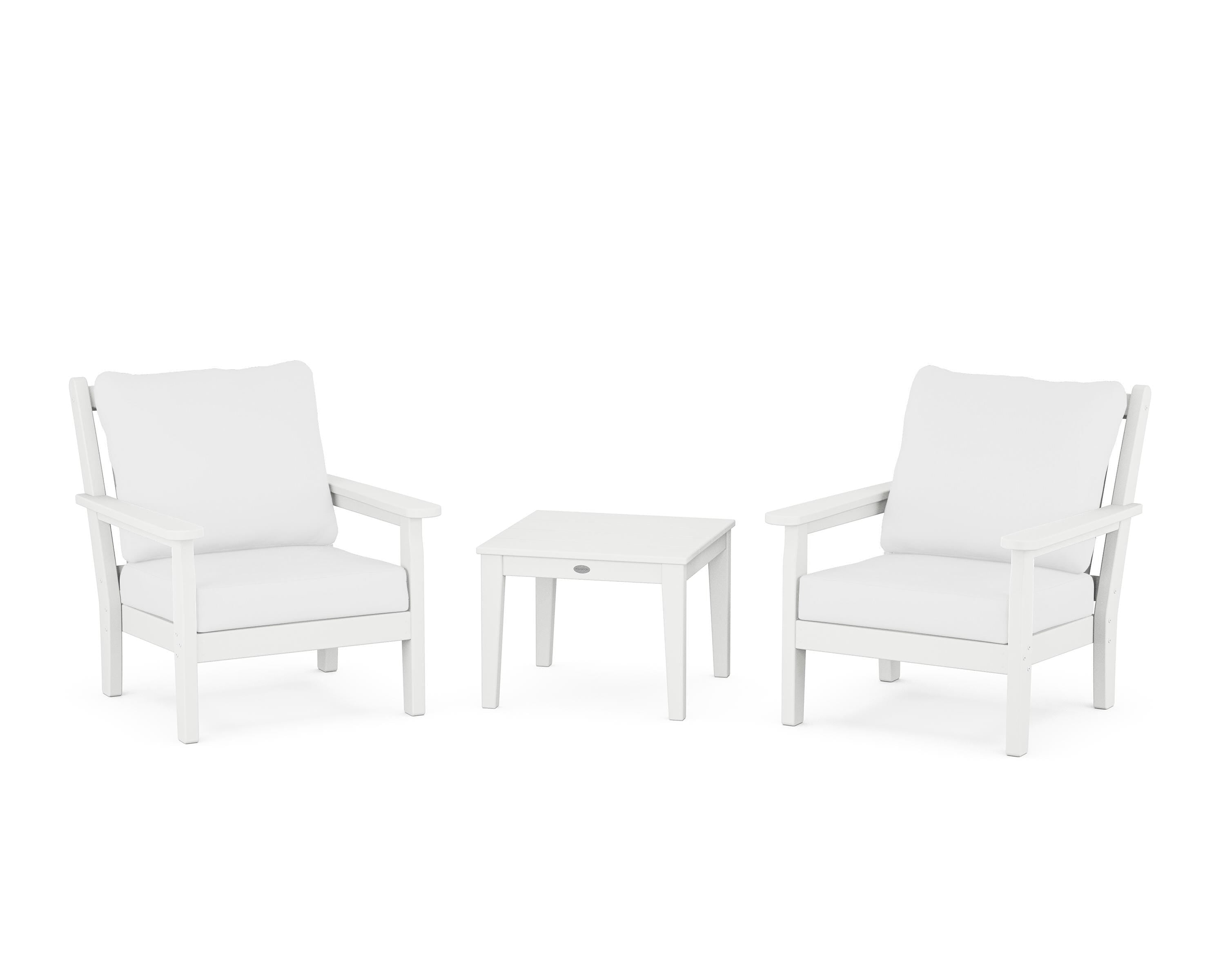 POLYWOOD® Chippendale 3-Piece Deep Seating Set in White / Natural