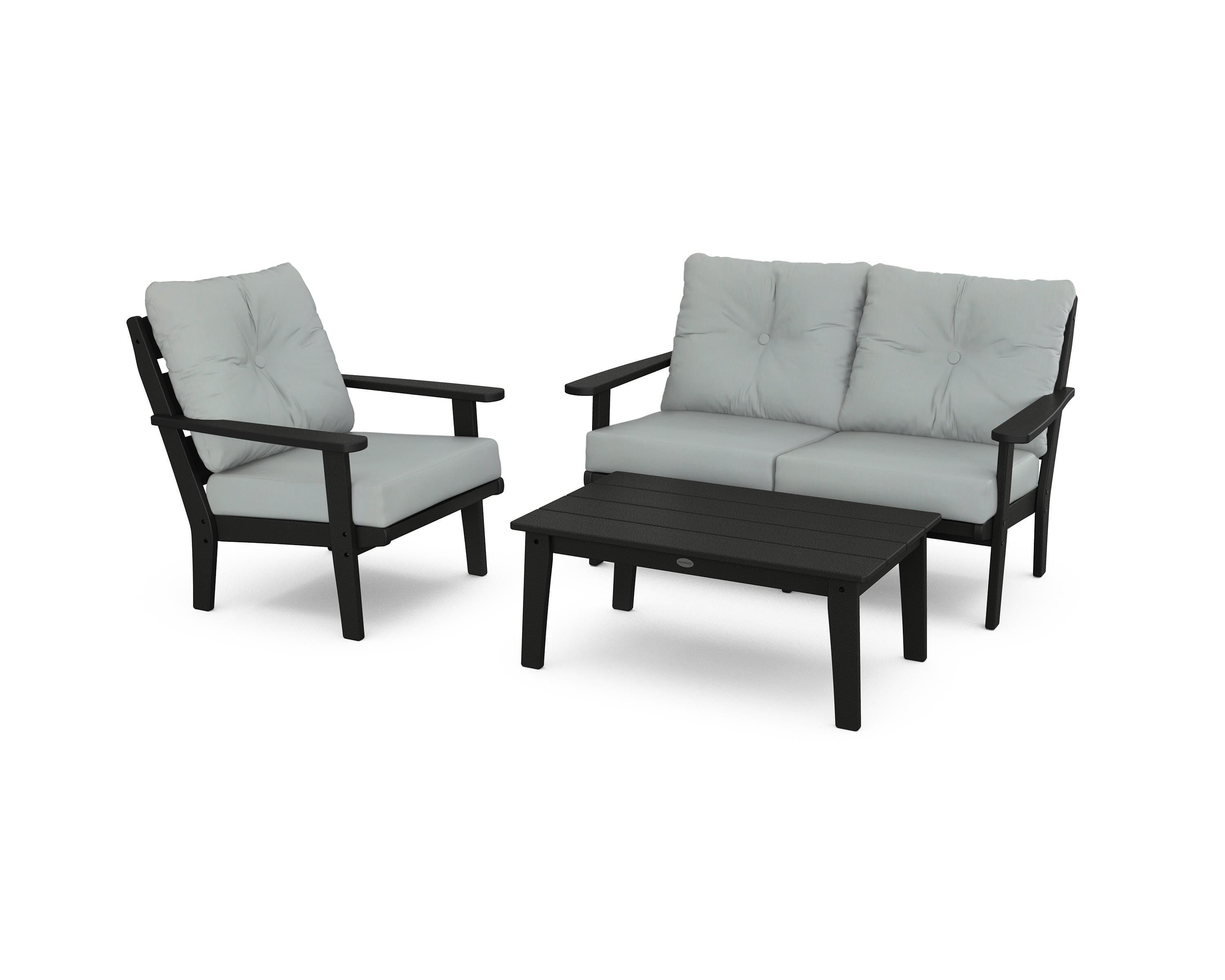 POLYWOOD® Lakeside 3-Piece Deep Seating Set in Black / Spa