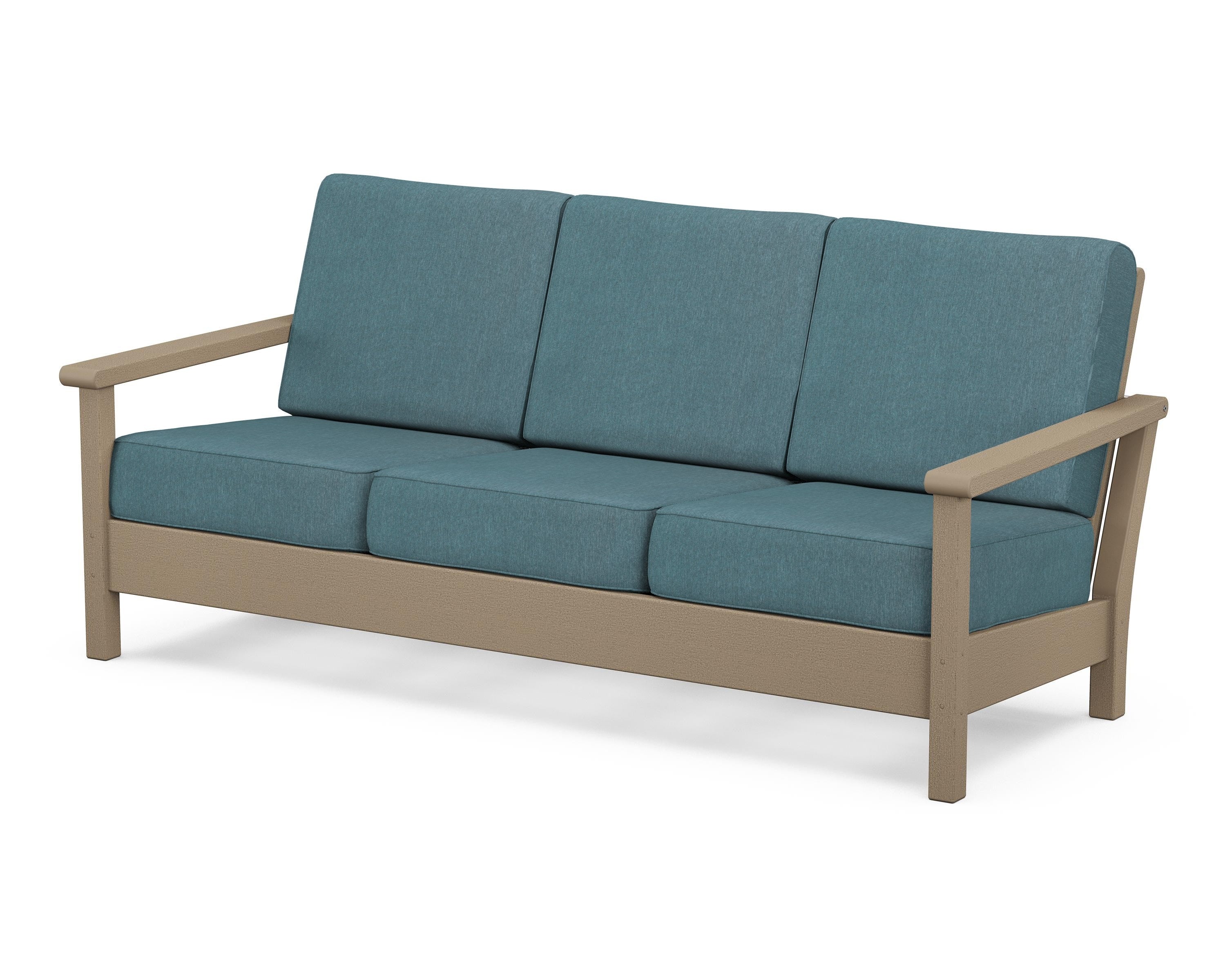 POLYWOOD® Harbour Deep Seating Sofa in Vintage Sahara / Ocean Teal