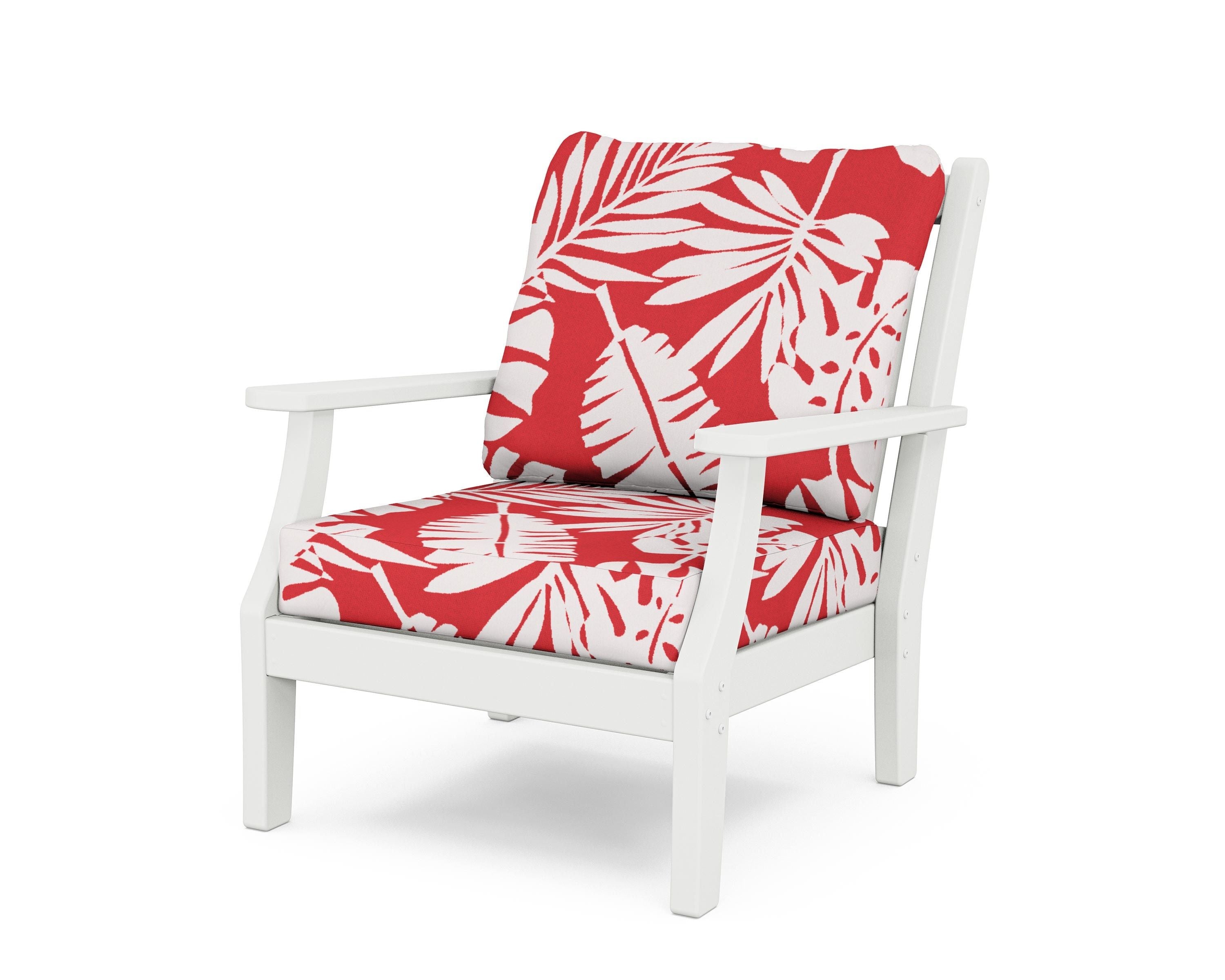Country Living Wovendale Deep Seating Chair in White / Leaf Crimson