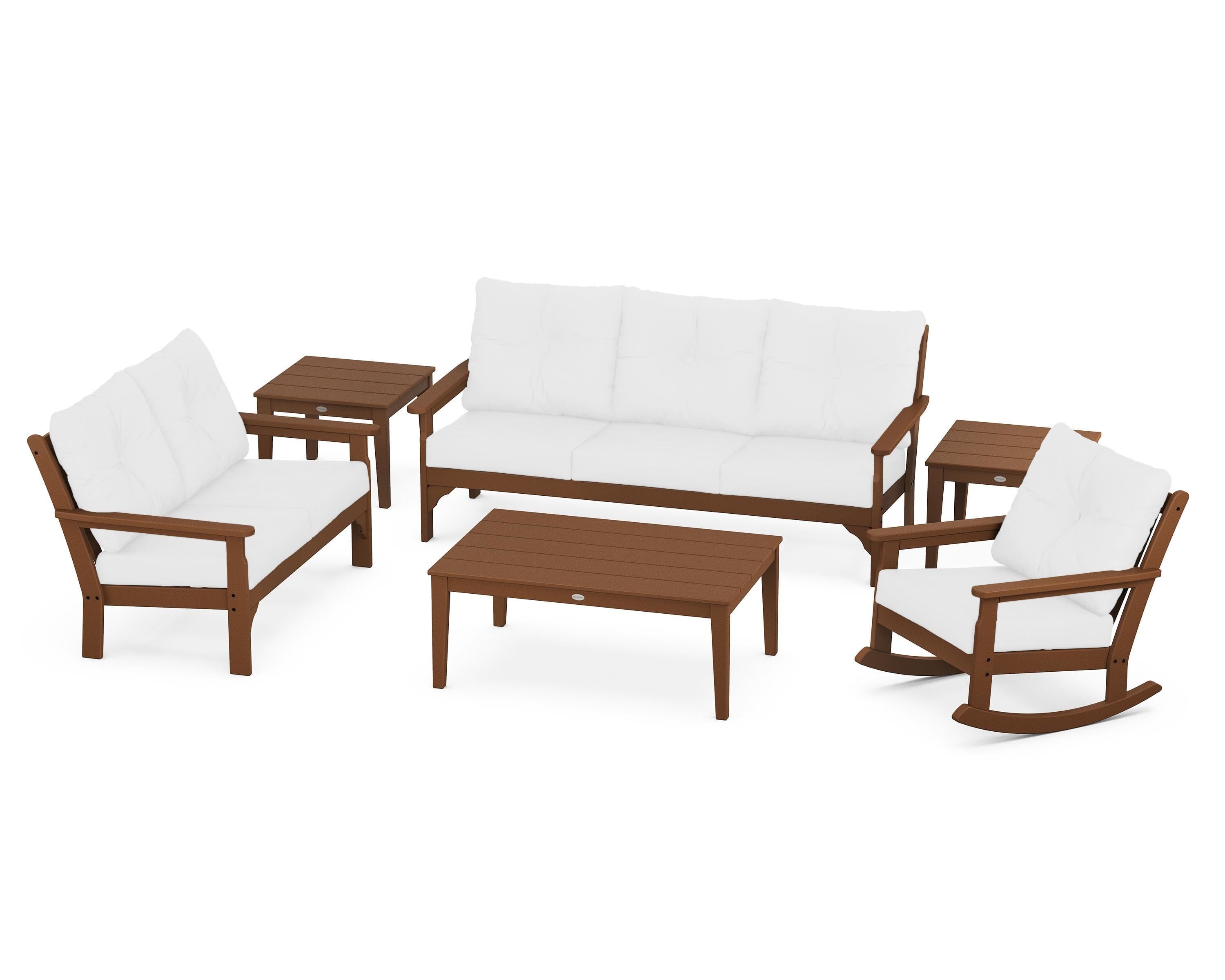 POLYWOOD® Vineyard 6-Piece Deep Seating Set in Teak / Natural