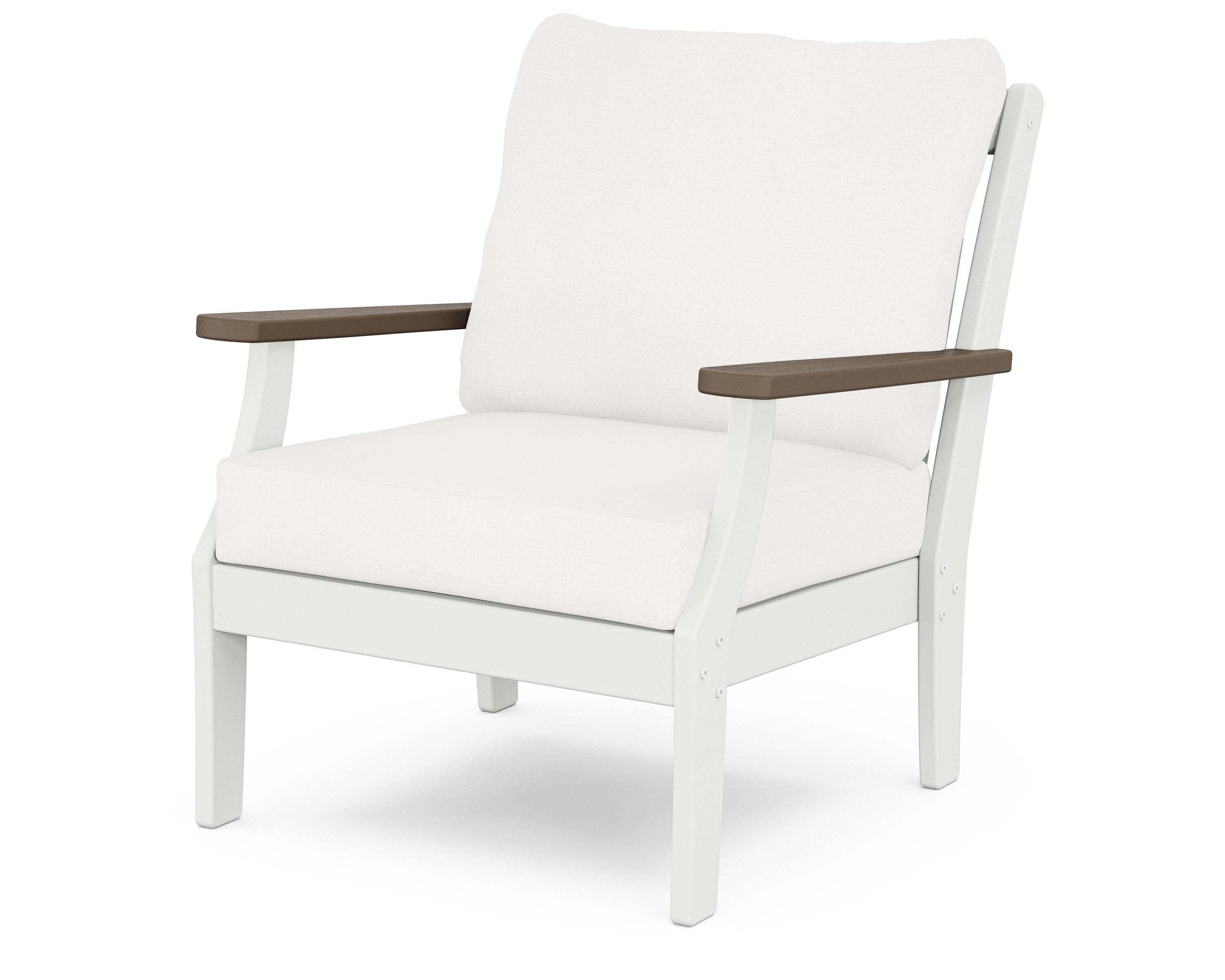 POLYWOOD® Braxton Deep Seating Chair in White / Kona / Natural Linen