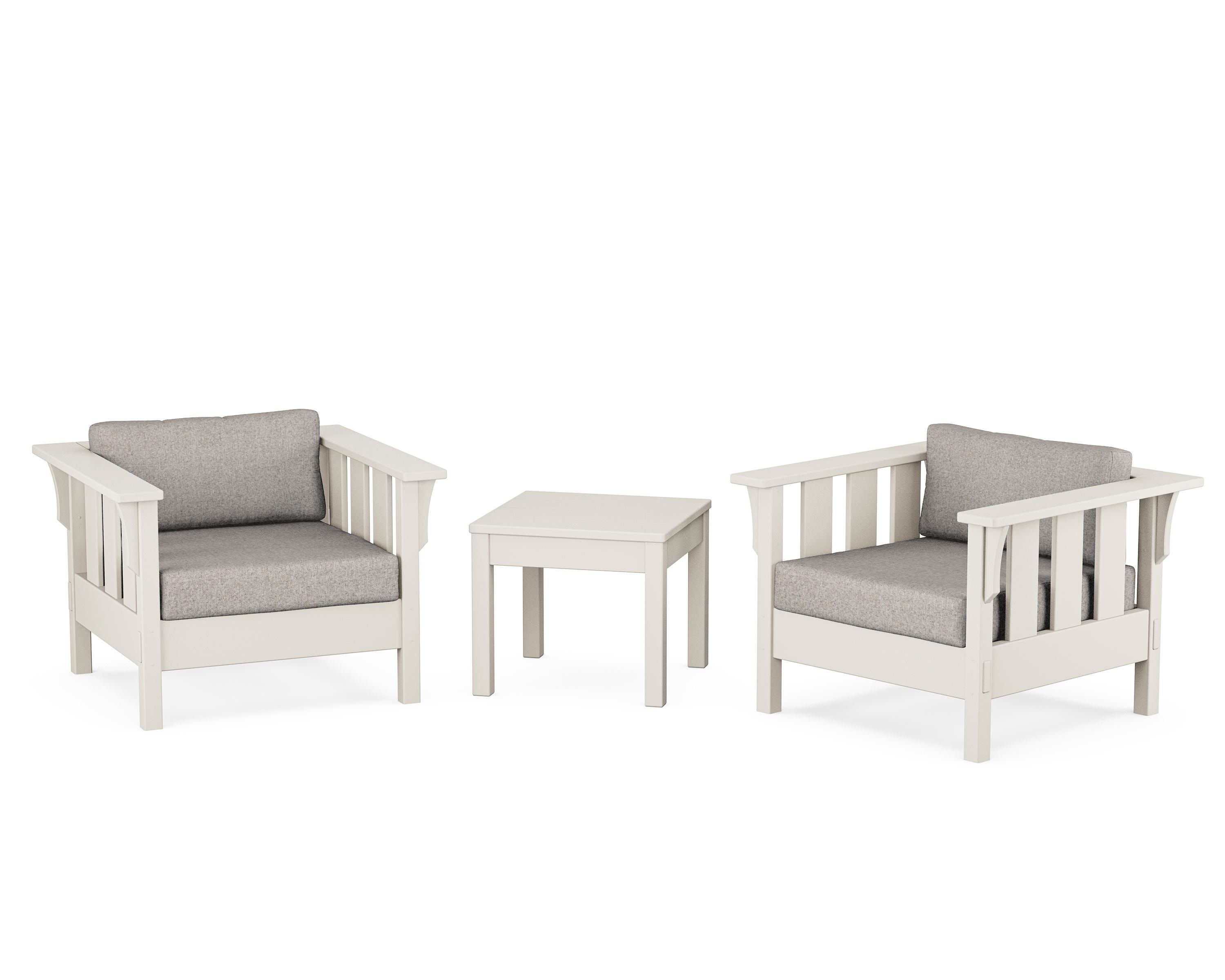 Martha Stewart by POLYWOOD® Acadia 3-Piece Deep Seating Set in Sand / Weathered Tweed