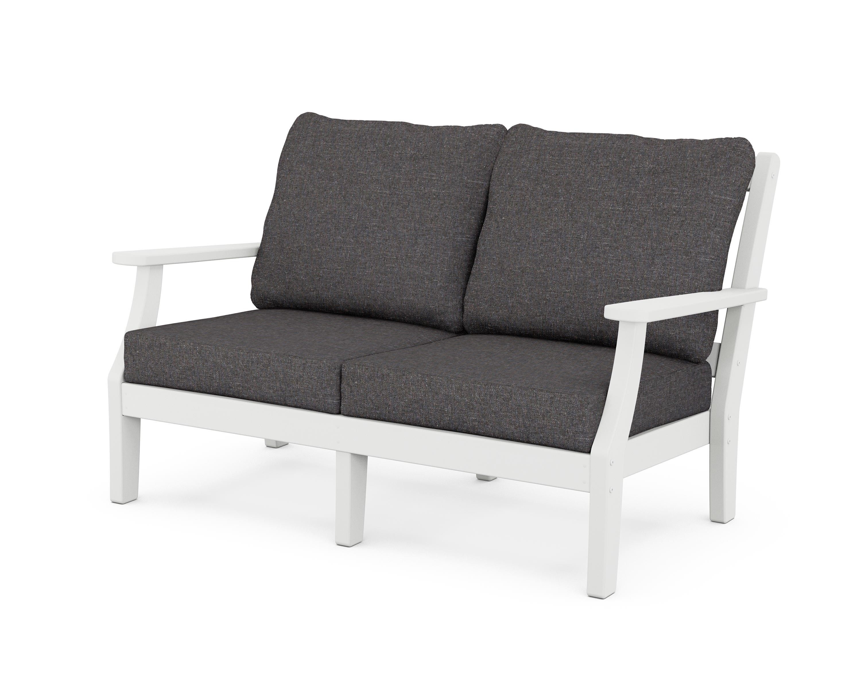 Martha Stewart by POLYWOOD® Chinoiserie Deep Seating Loveseat in White / Ash Charcoal