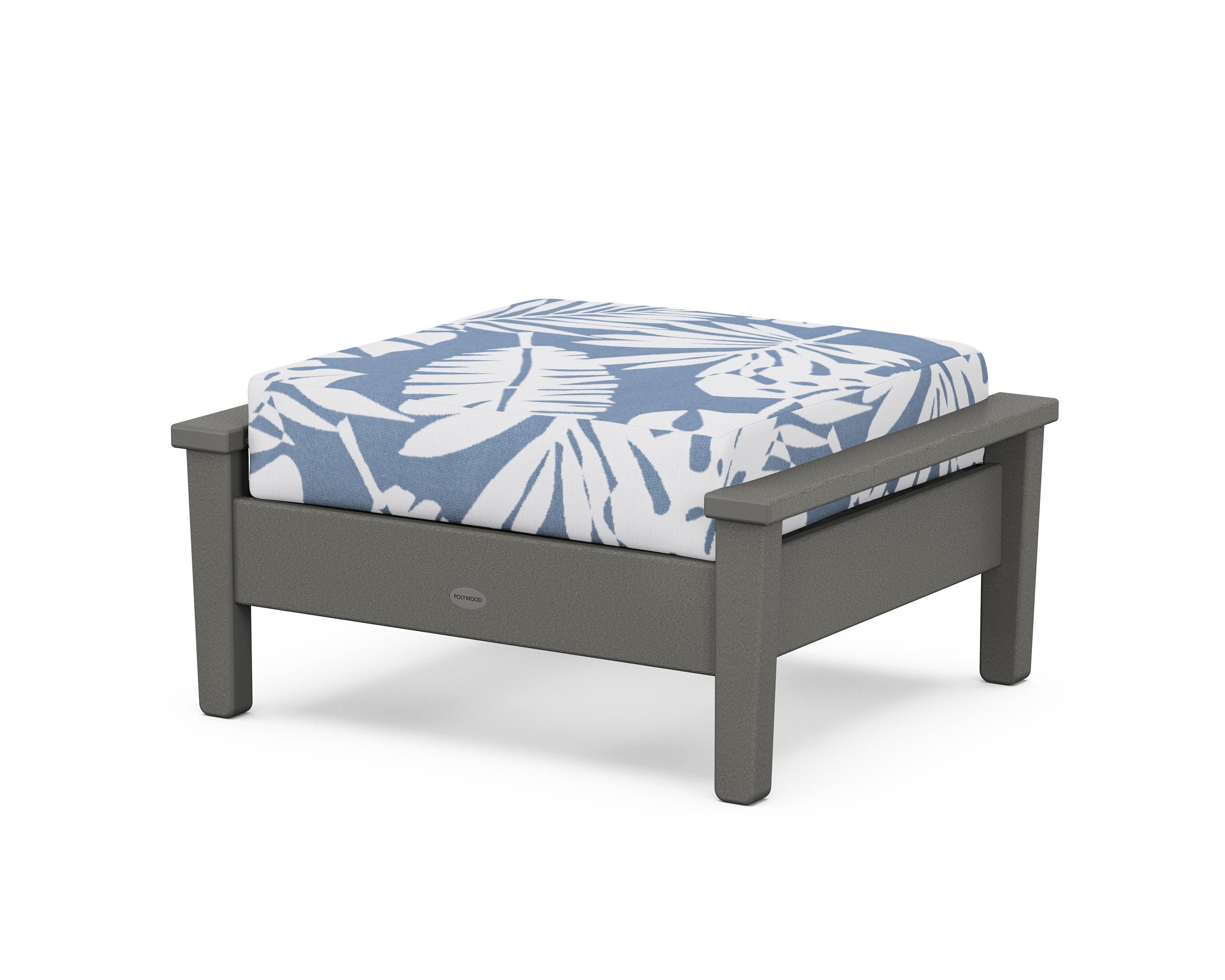 POLYWOOD® Prescott Deep Seating Ottoman in Slate Grey / Leaf Sky Blue