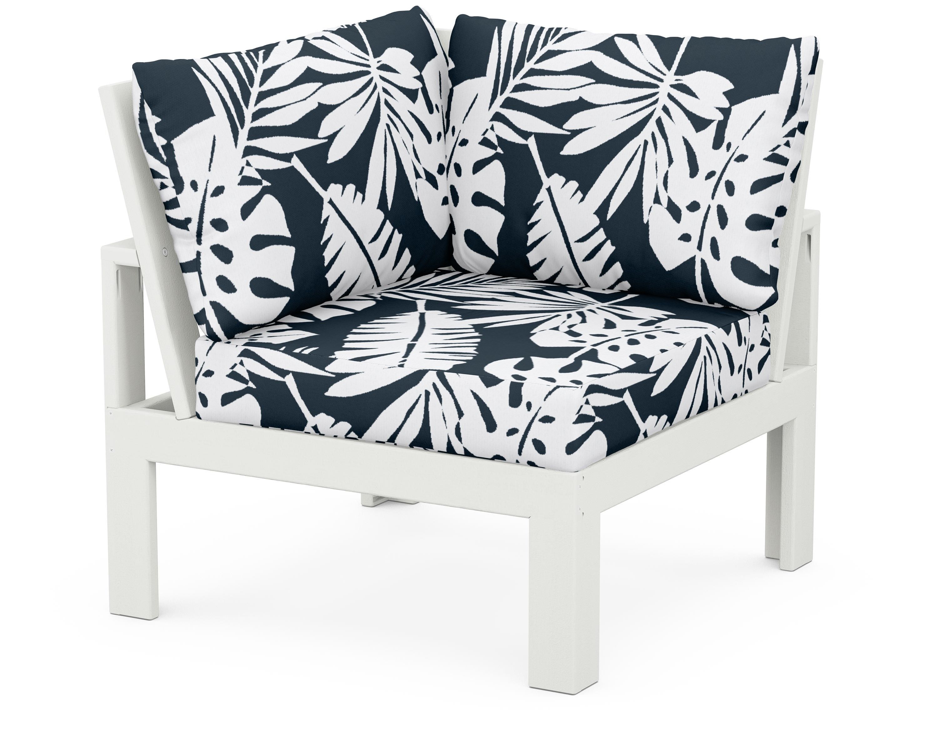 Unbranded Modular Corner Chair in Vintage White / Leaf Marine Indigo
