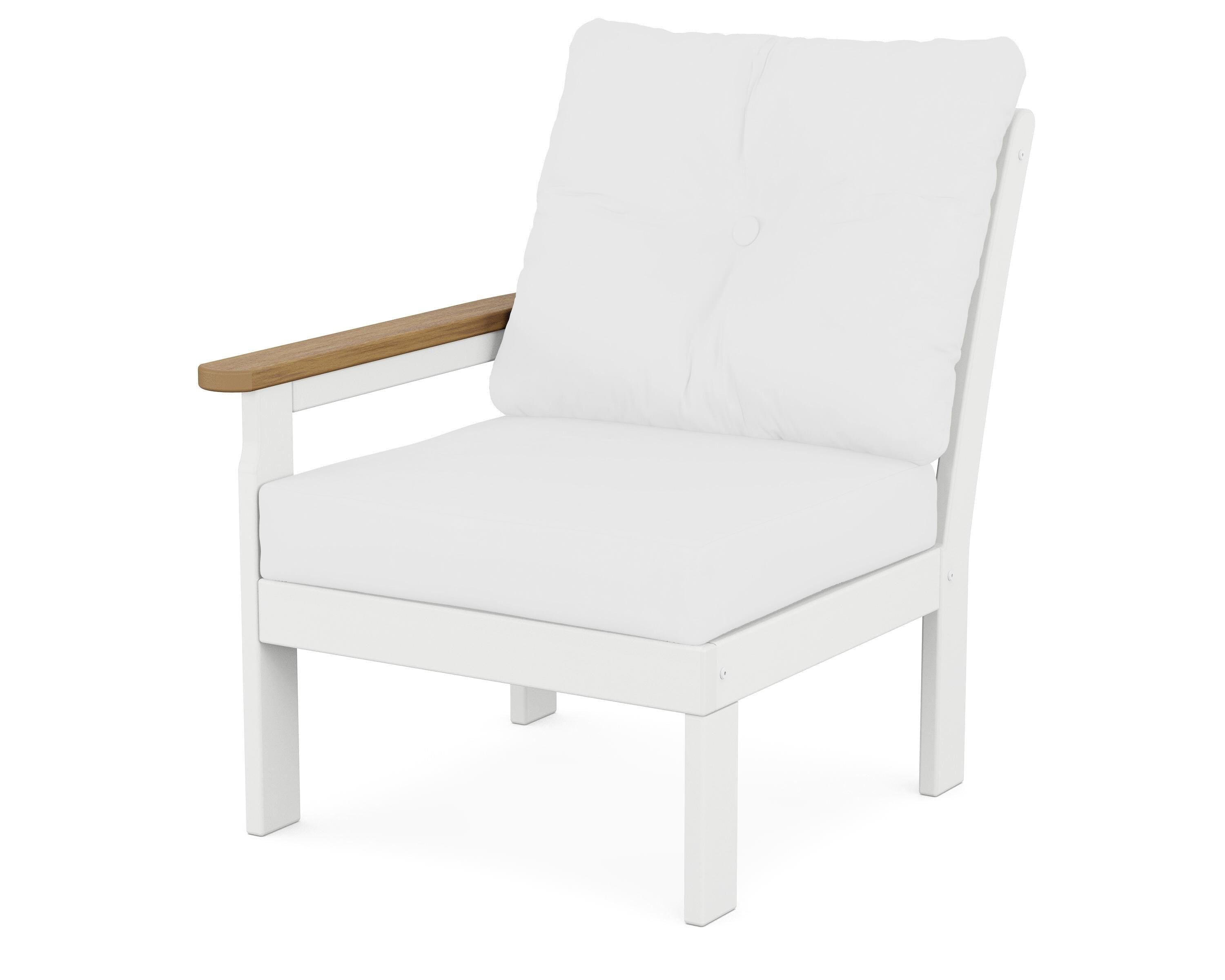 POLYWOOD® Vineyard Modular Left Arm Chair in White / Natural / Natural