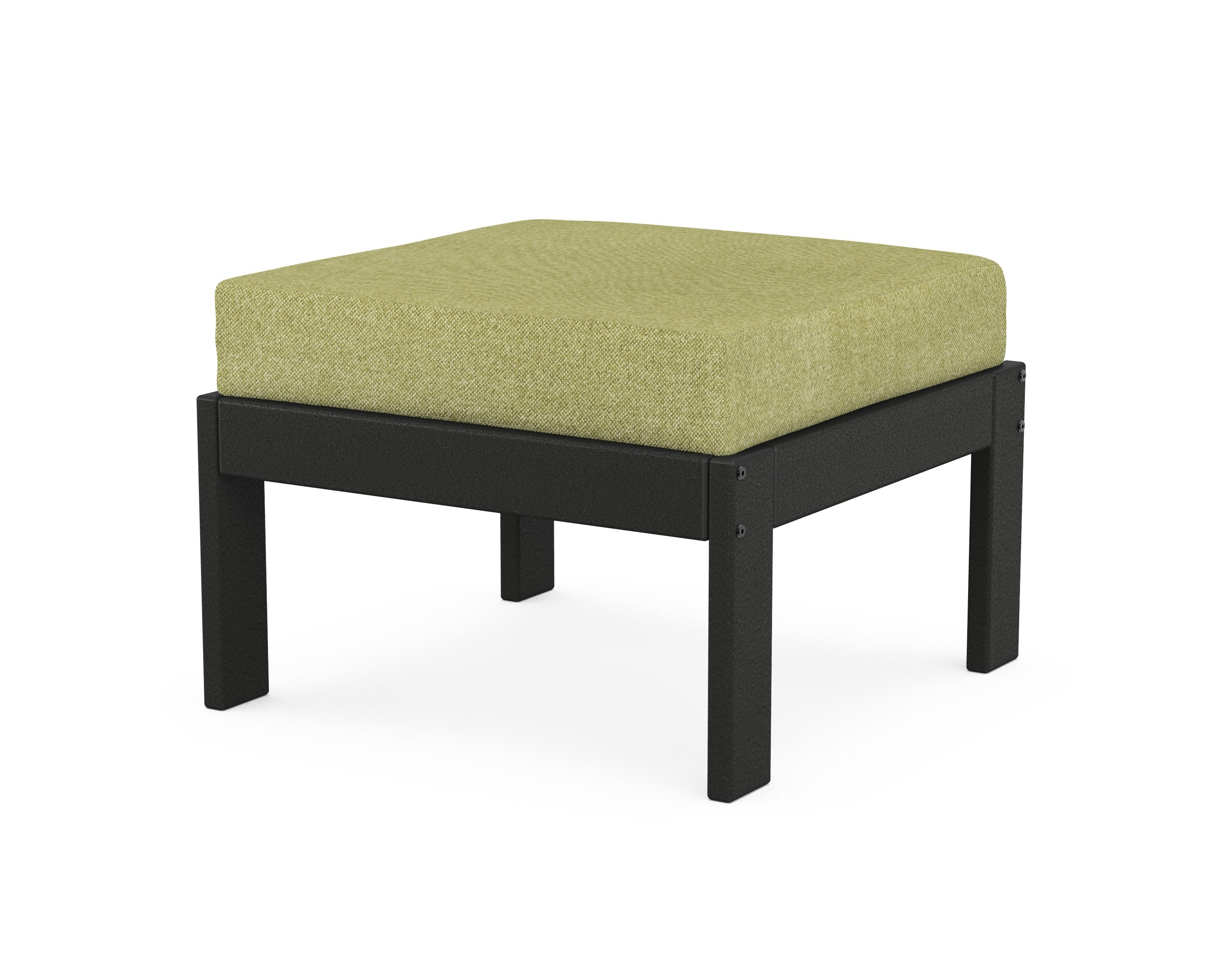 POLYWOOD® Vineyard Modular Ottoman in Black / Chartreuse Boucle