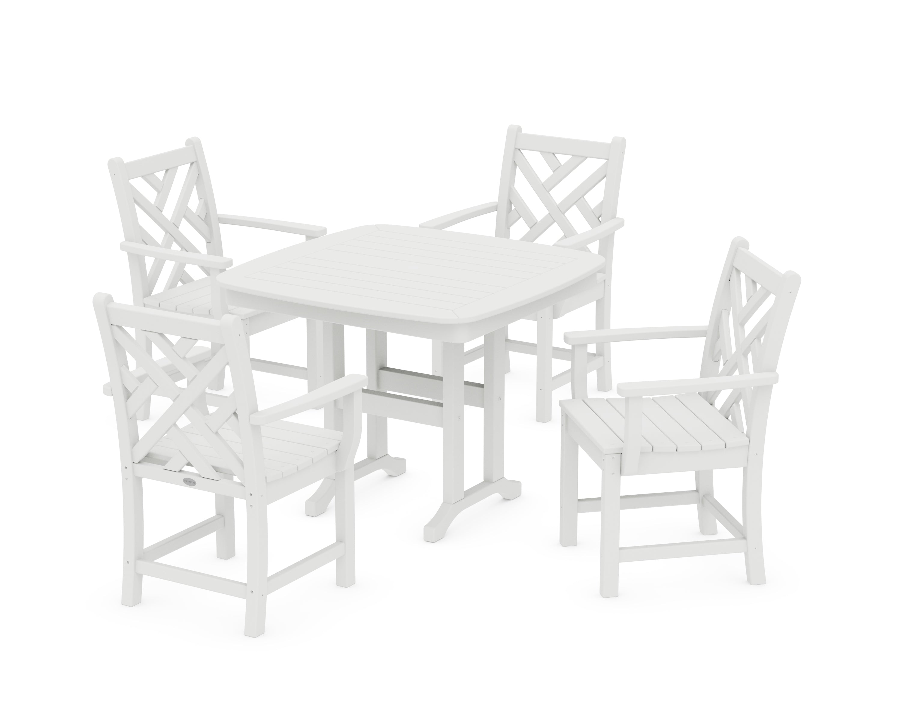 POLYWOOD® Chippendale 5-Piece Dining Set in White