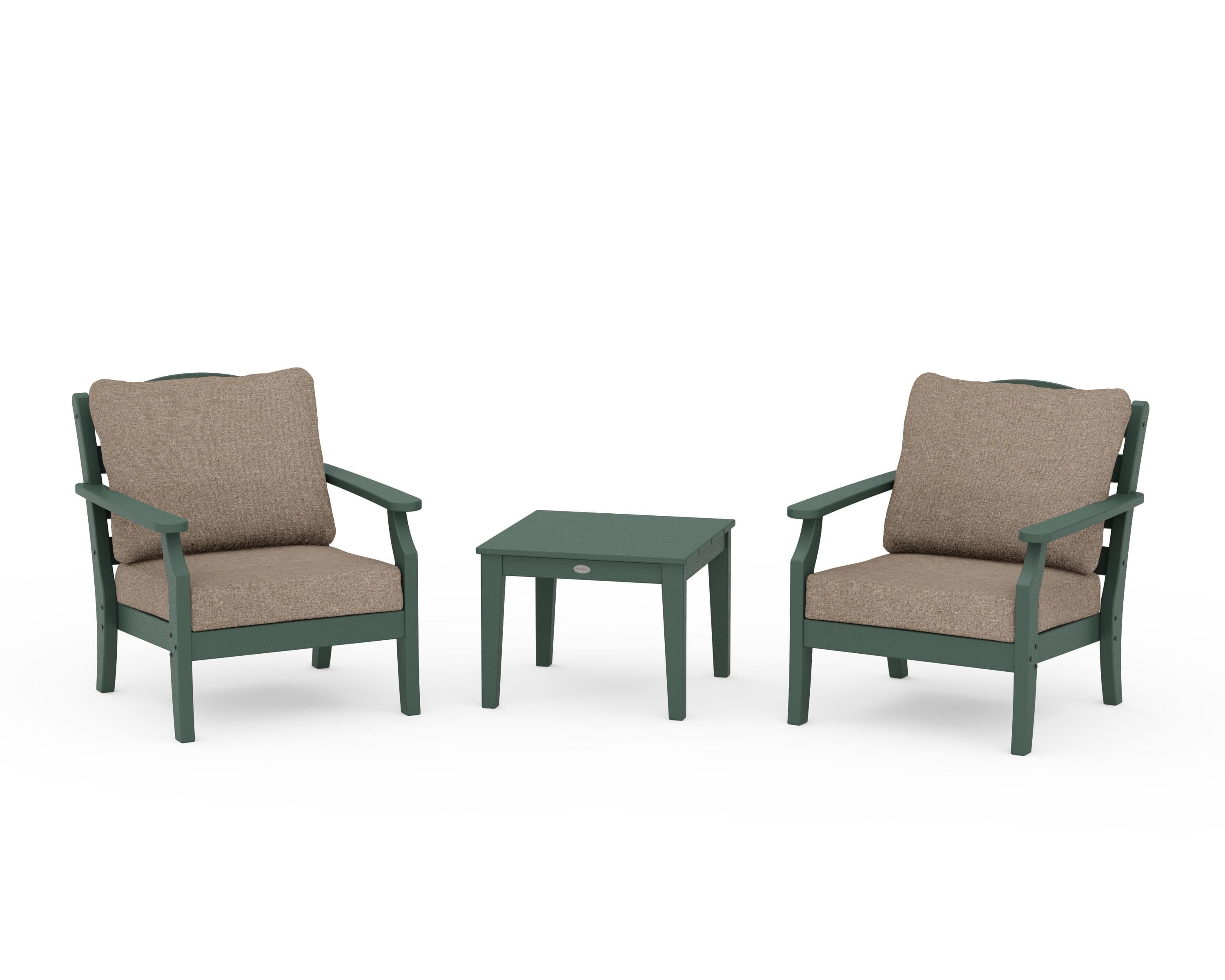 Draper James™ by POLYWOOD® Savannah 3-Piece Deep Seating Set in Green / Spiced Burlap