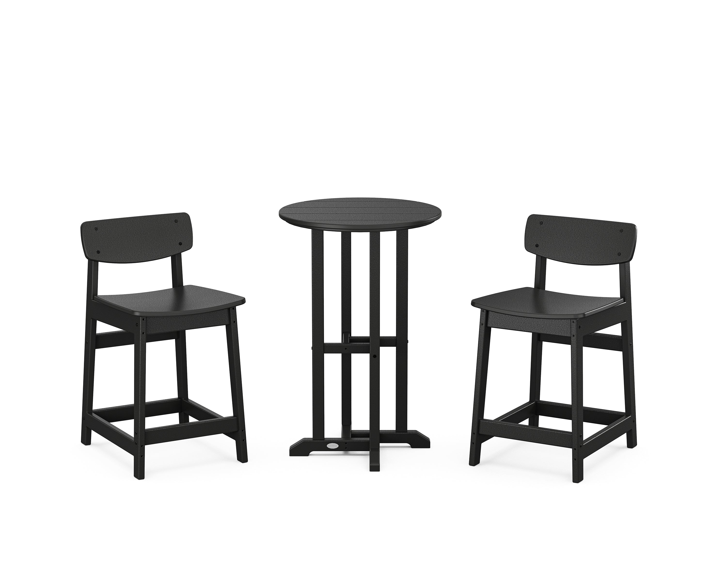 POLYWOOD® Modern Studio Urban Lowback 3-Piece Bistro Counter Set in Black