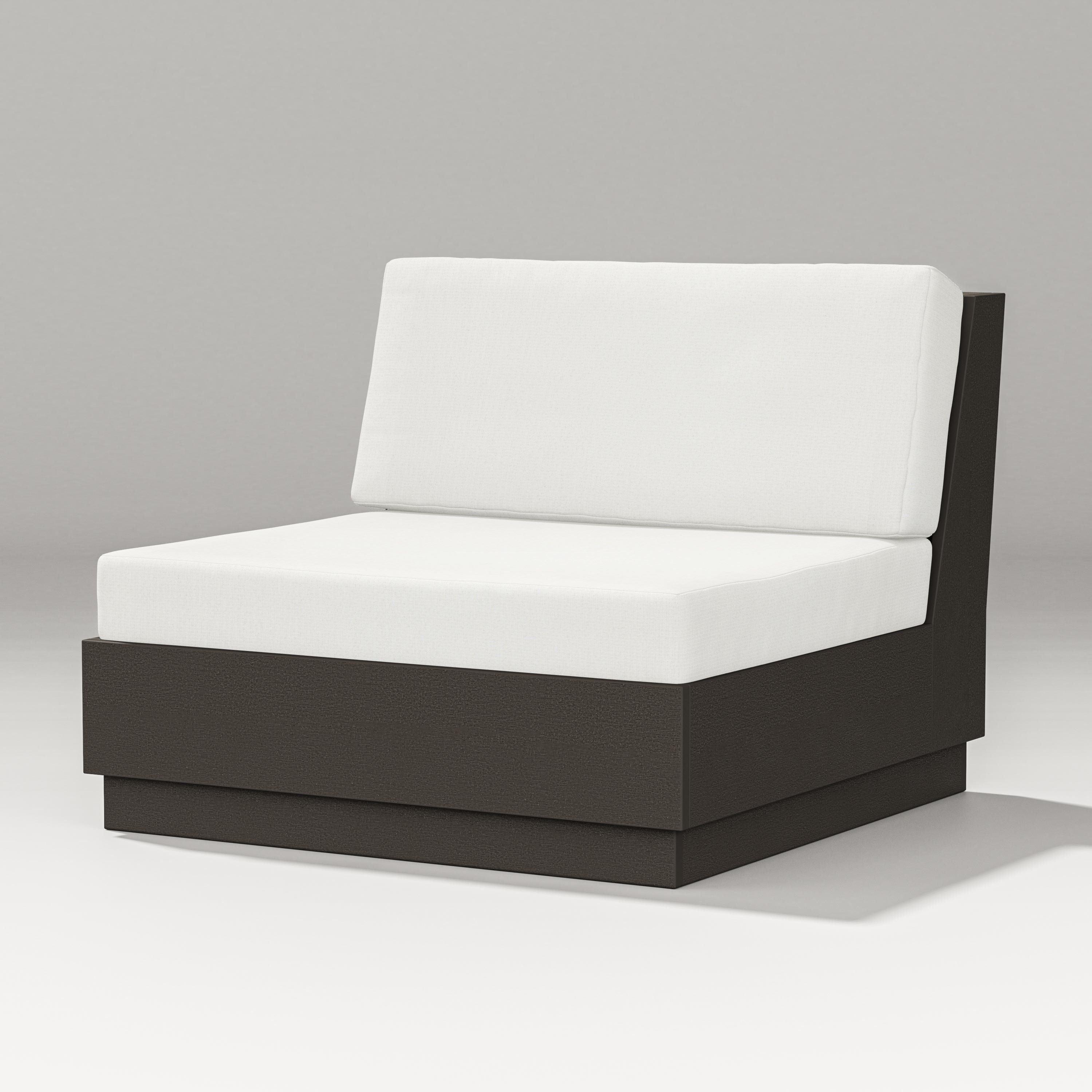 PW Designer Series Elevate Modular Armless Chair in Vintage Coffee / Natural Linen