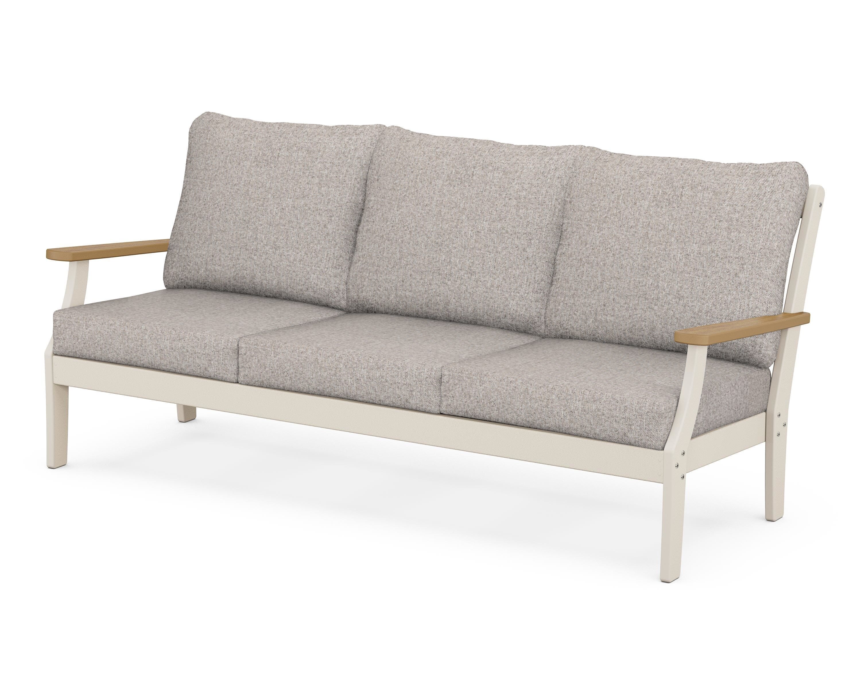 POLYWOOD® Braxton Deep Seating Sofa in Sand / Natural / Weathered Tweed