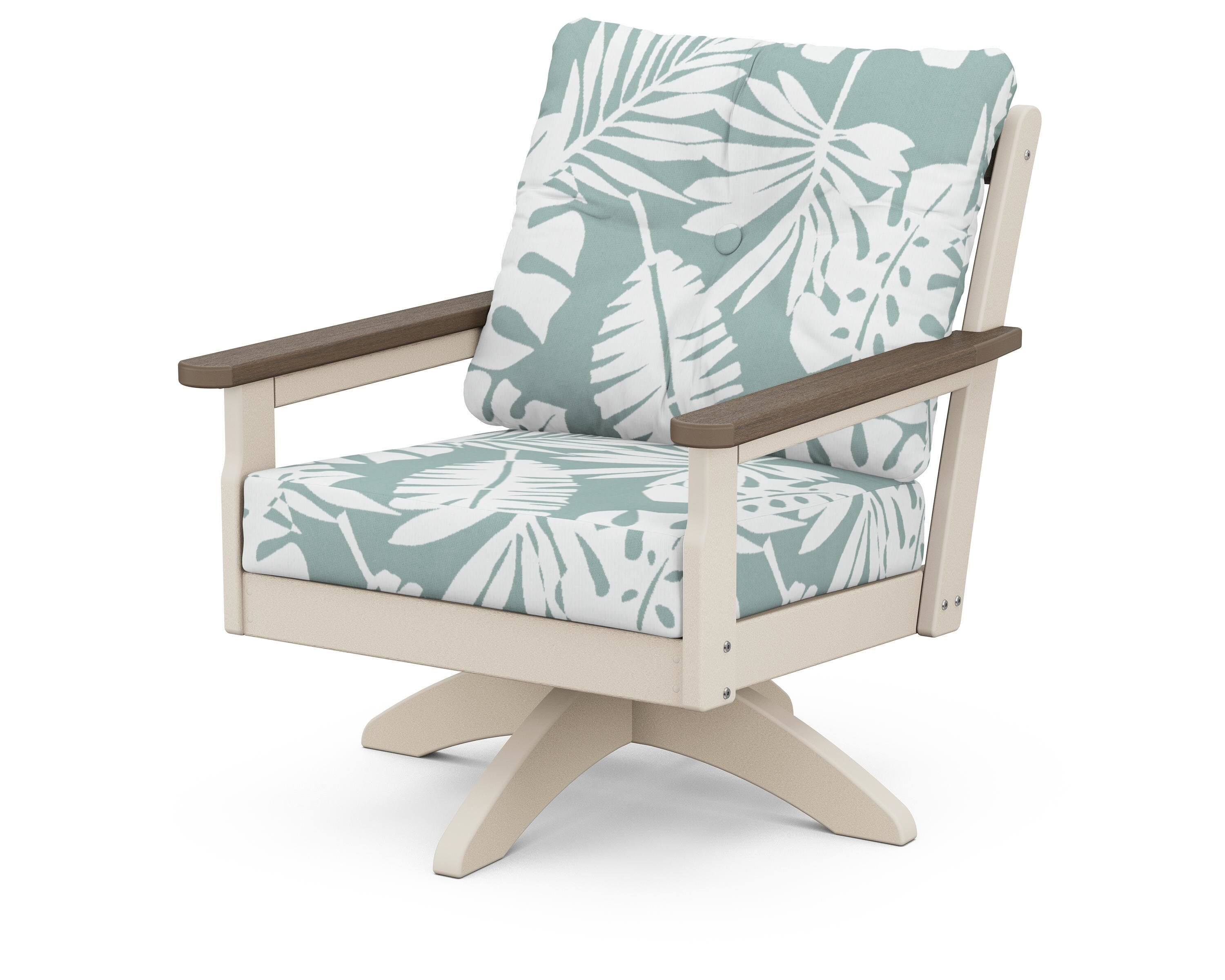 POLYWOOD® Vineyard Deep Seating Swivel Chair in Sand / Kona / Leaf Glacier Spa