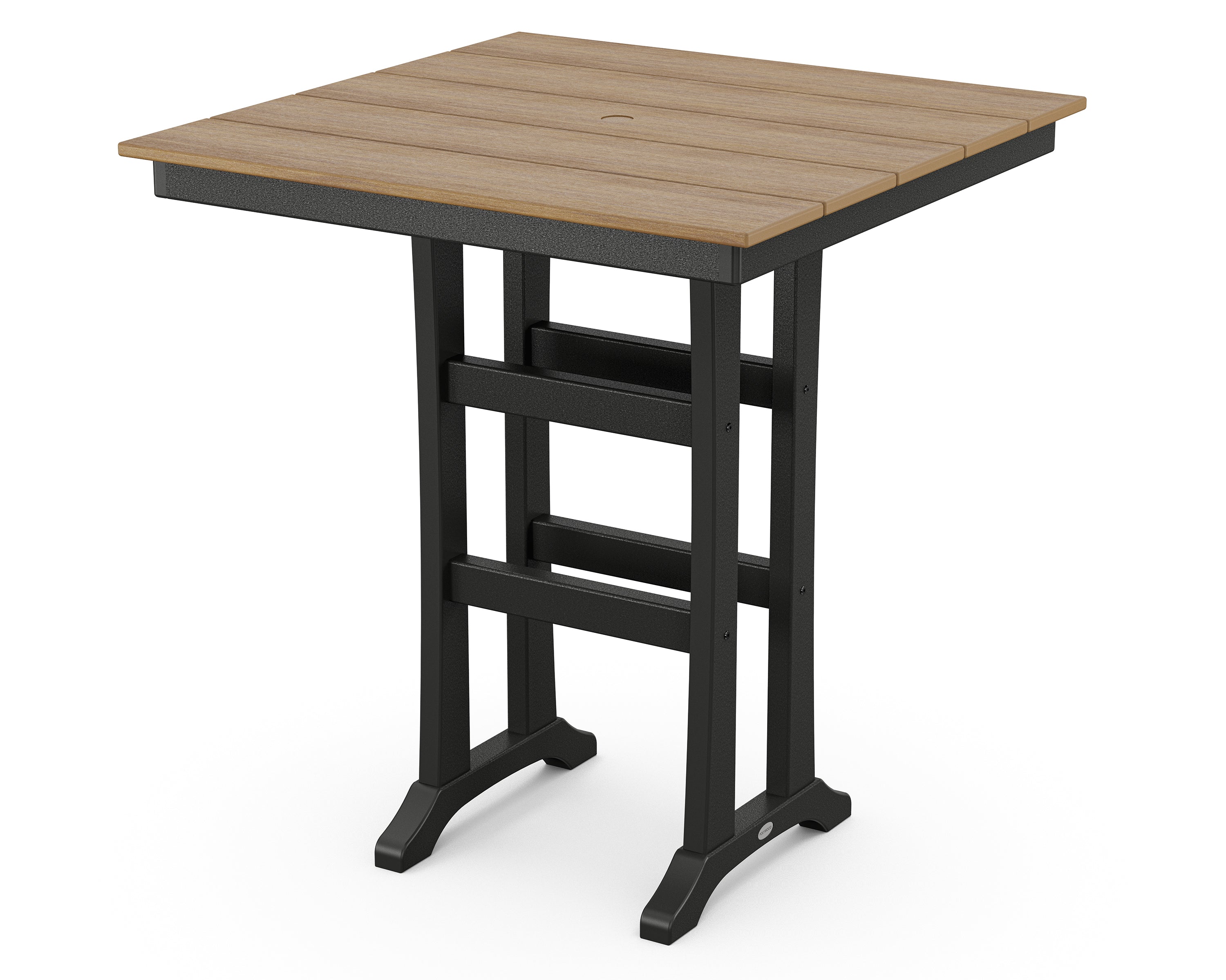POLYWOOD® Farmhouse Trestle 37" Bar Table in Black / Natural