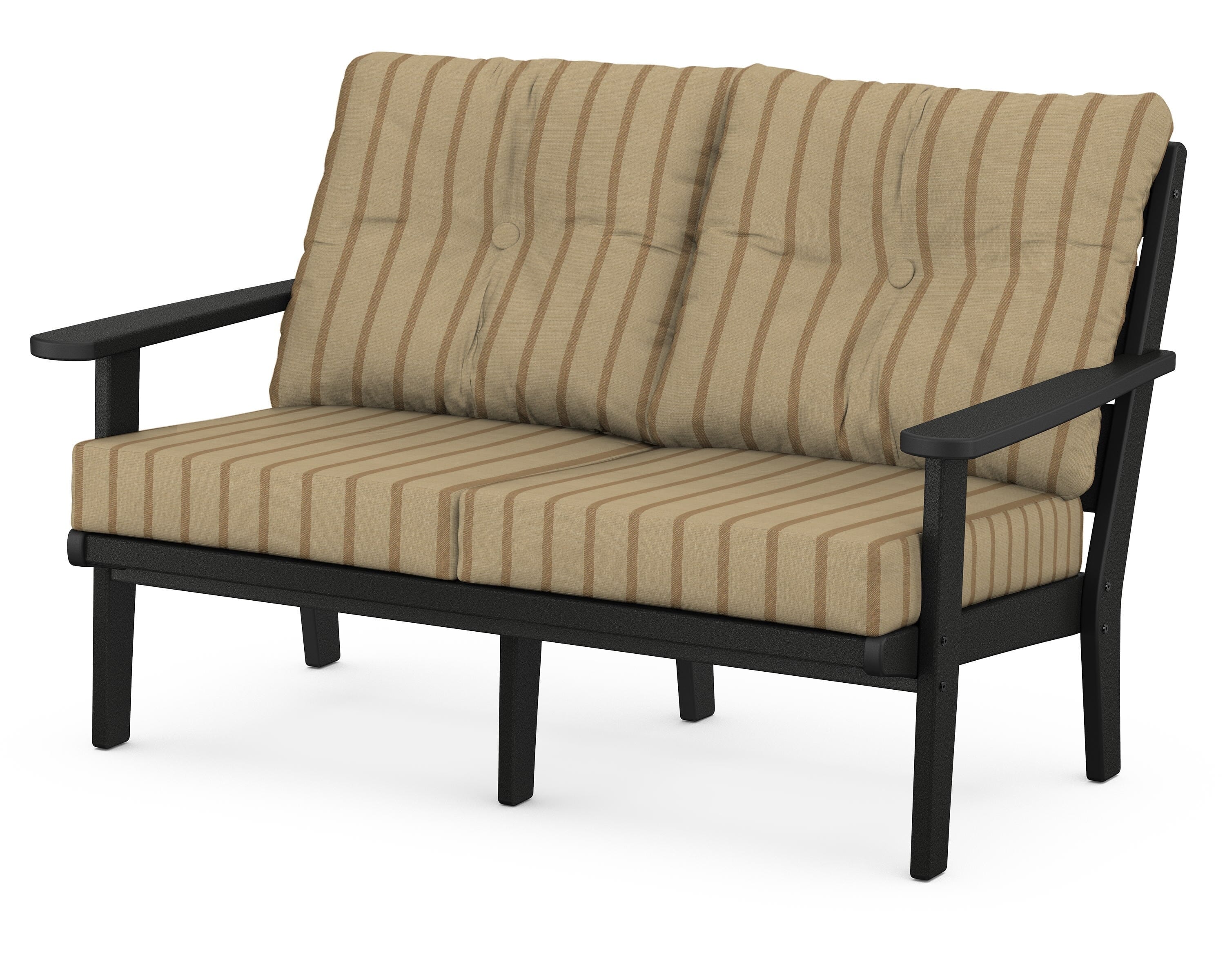 POLYWOOD® Lakeside Deep Seating Loveseat in Black / Unwind Driftwood
