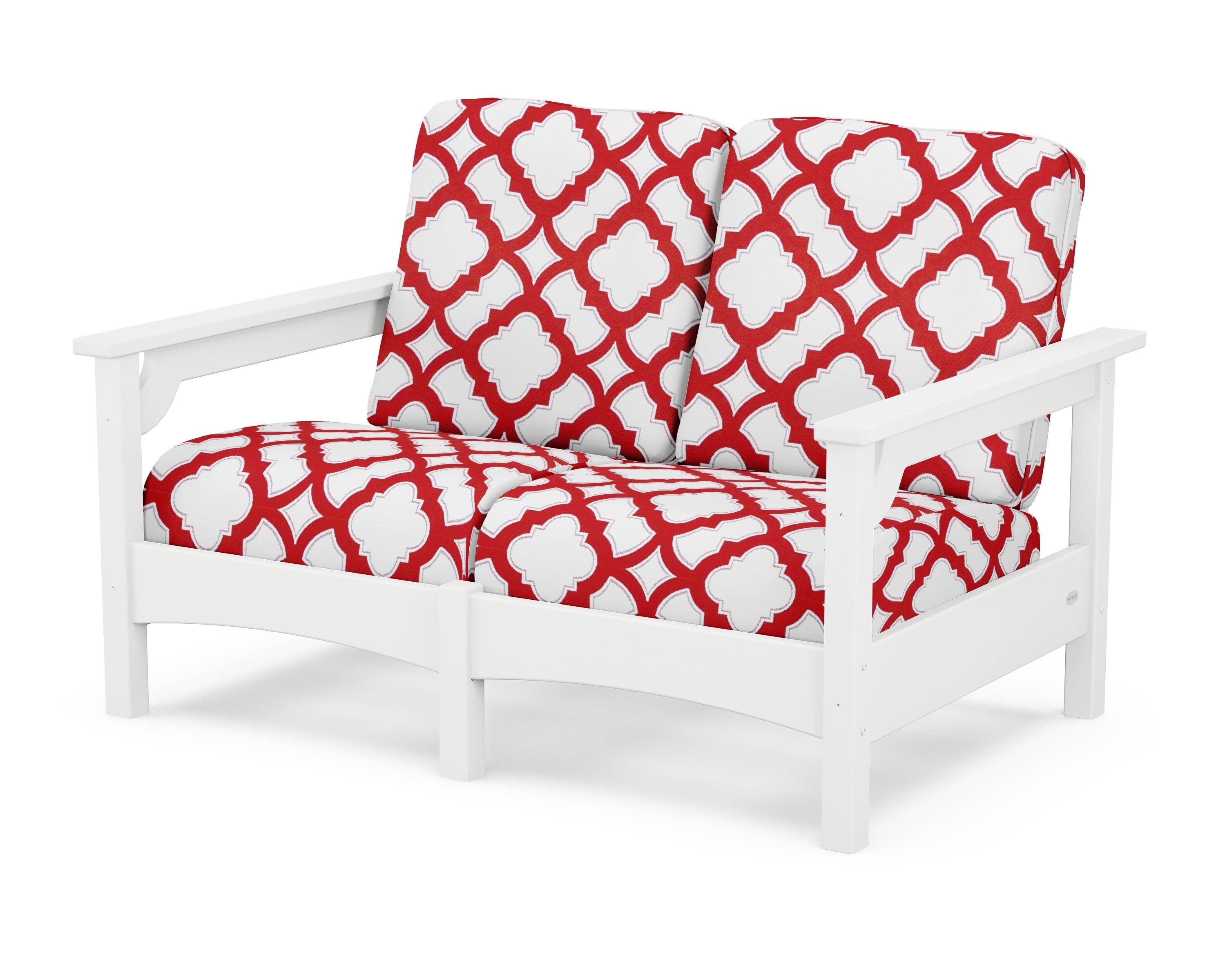 POLYWOOD® Club Loveseat in White / Trellis Crimson