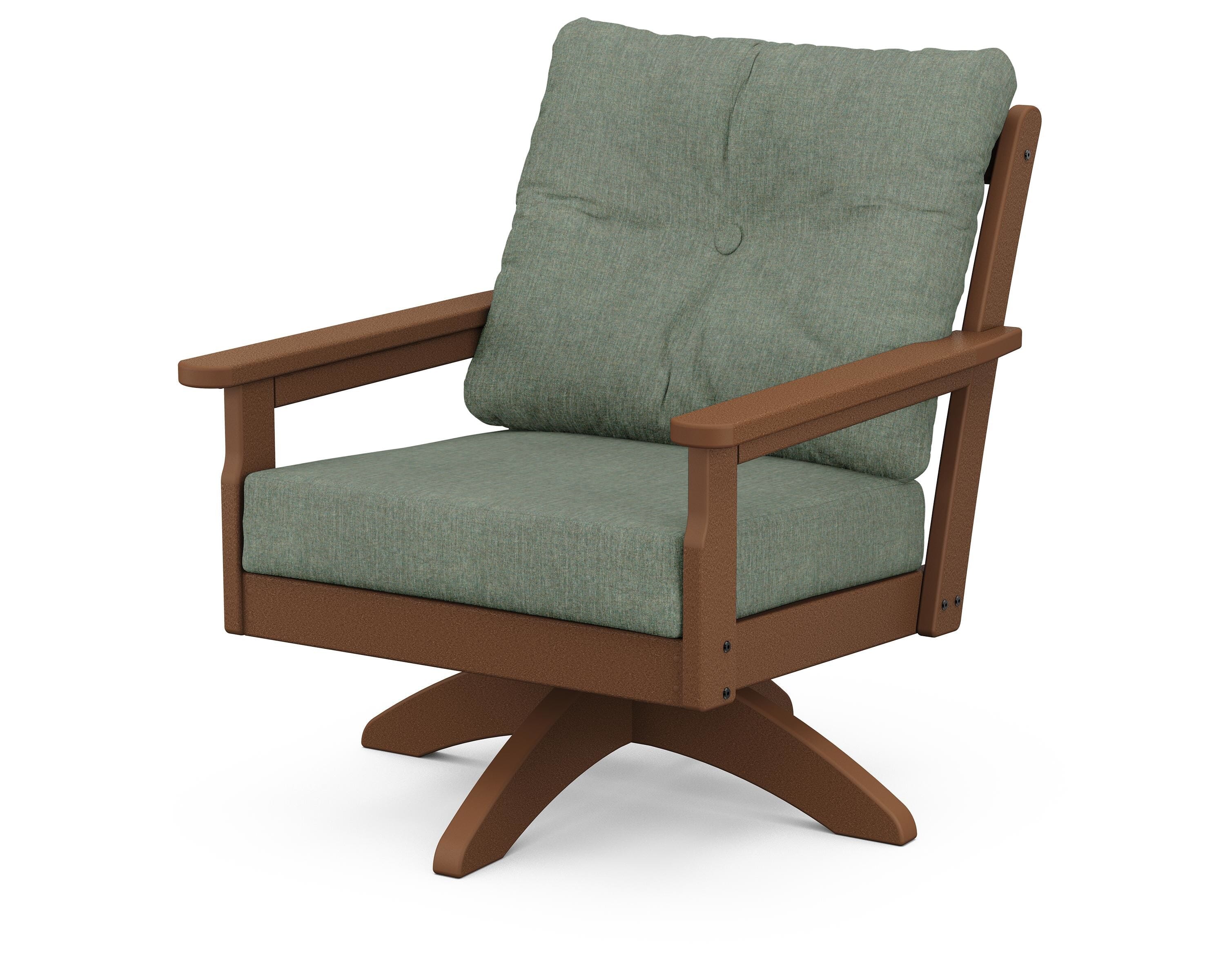 POLYWOOD® Vineyard Deep Seating Swivel Chair in Teak / Cast Sage