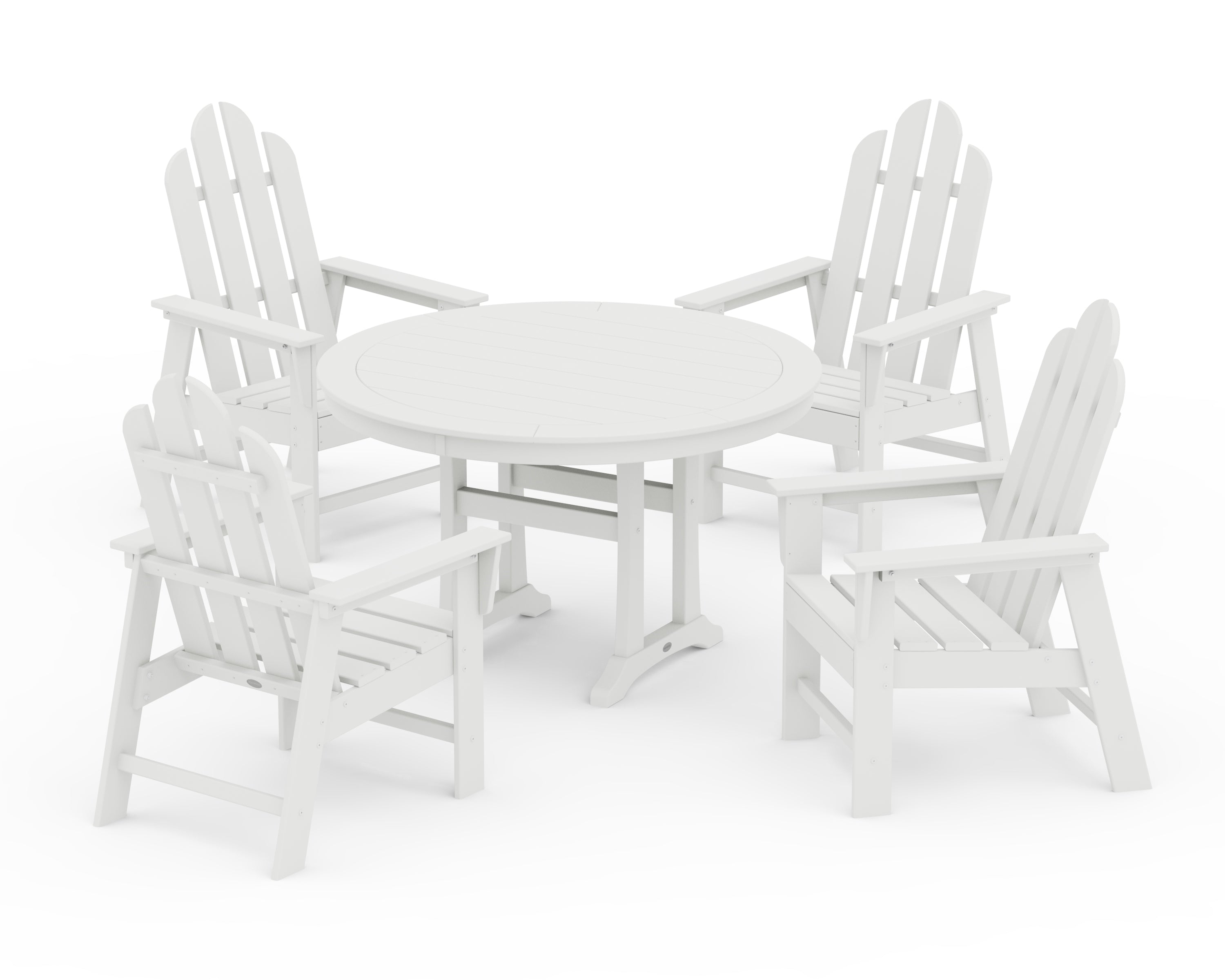 POLYWOOD® Long Island 5-Piece Round Dining Set with Trestle Legs in White
