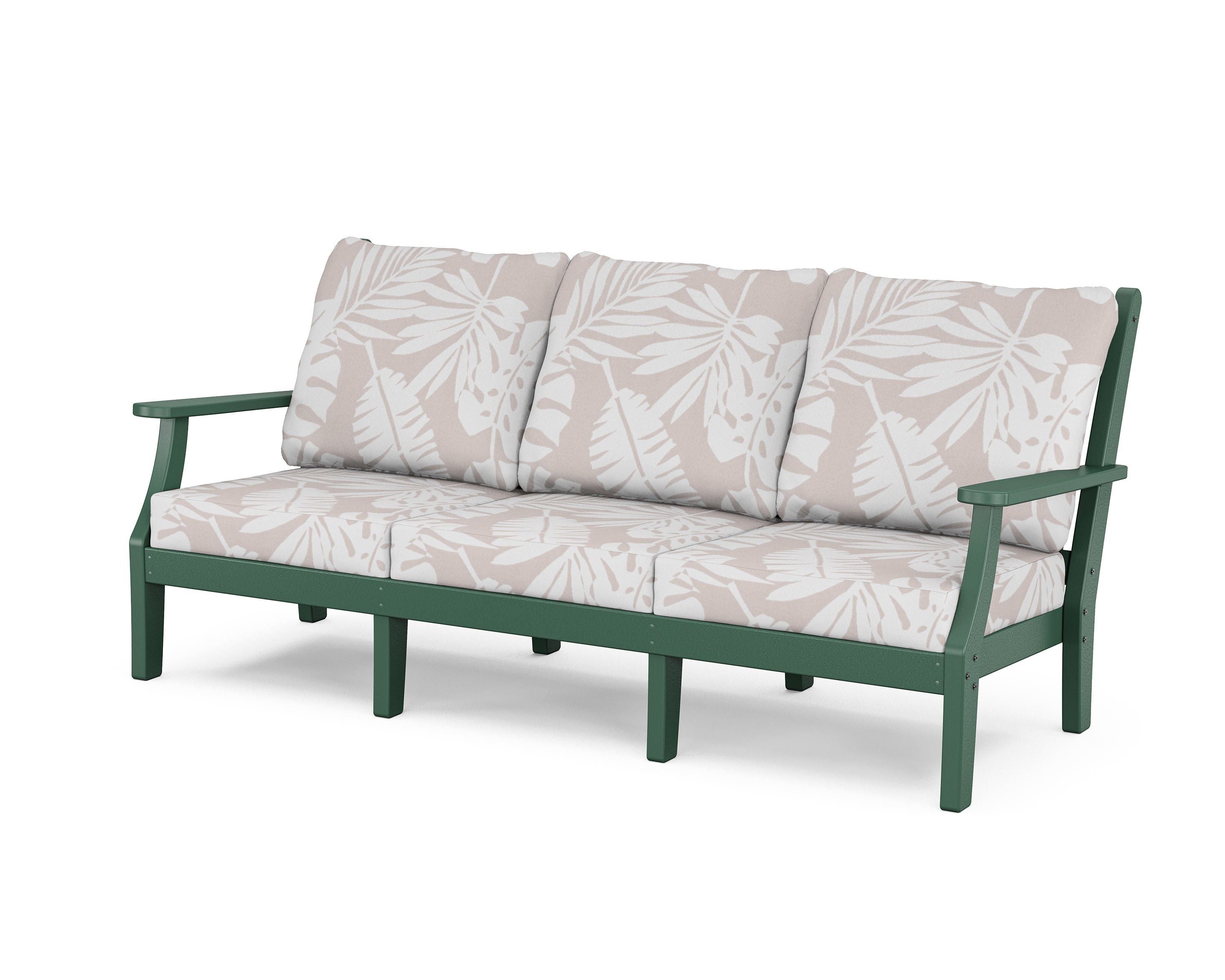 Country Living Wovendale Deep Seating Sofa in Green / Leaf Dune Burlap