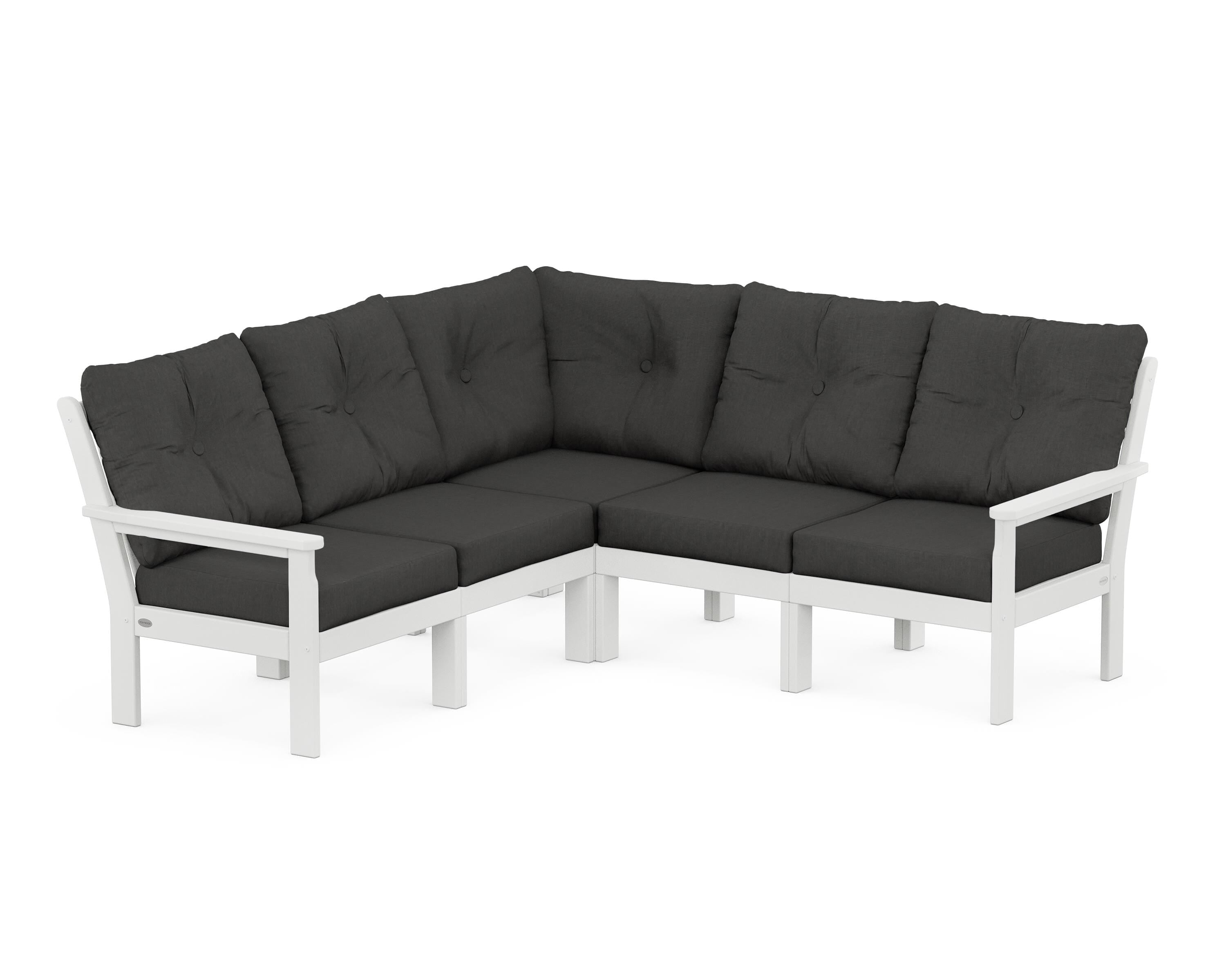 POLYWOOD® Vineyard 5-Piece Sectional in White / Spectrum Carbon