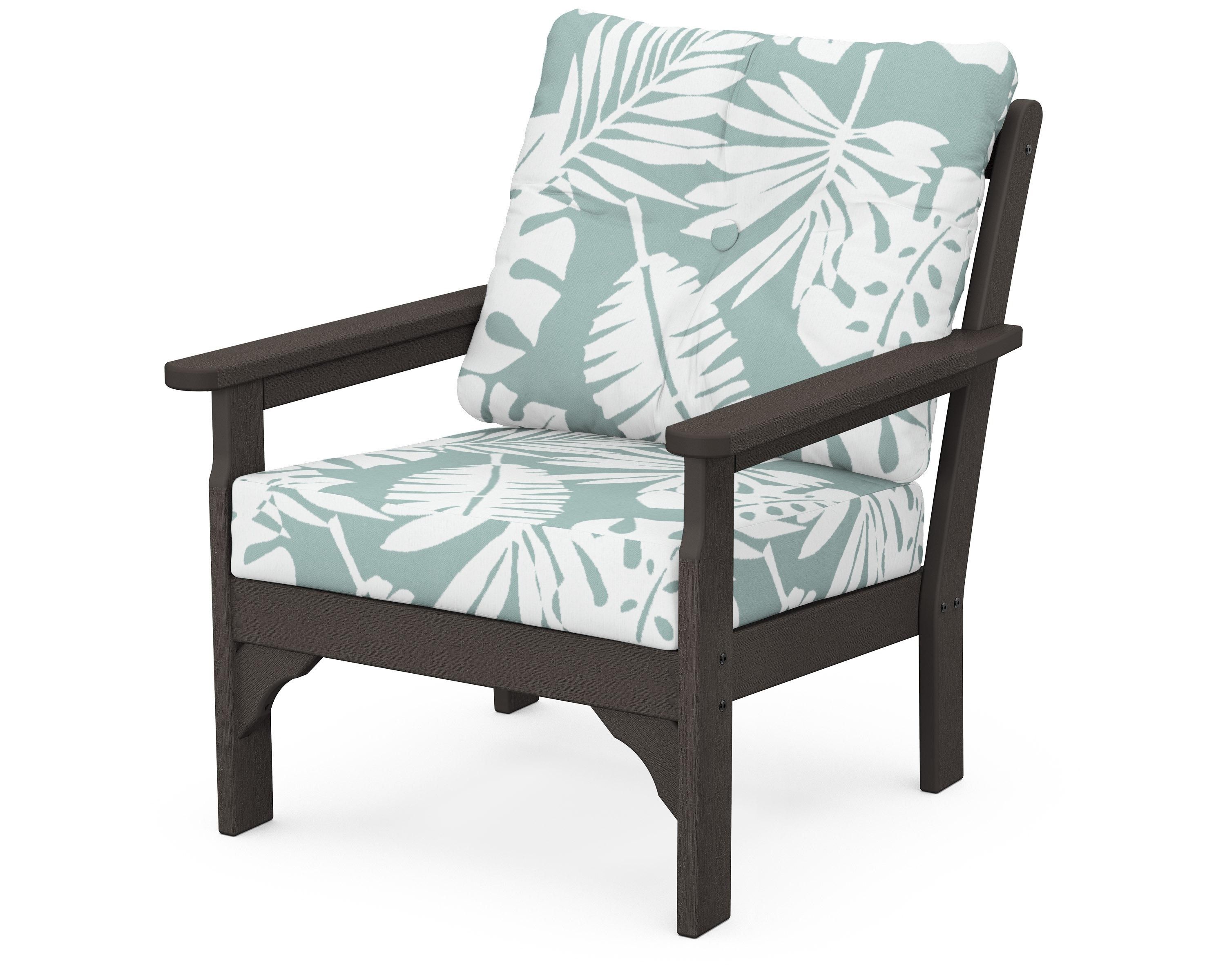 POLYWOOD® Vineyard Deep Seating Chair in Vintage Coffee / Leaf Glacier Spa