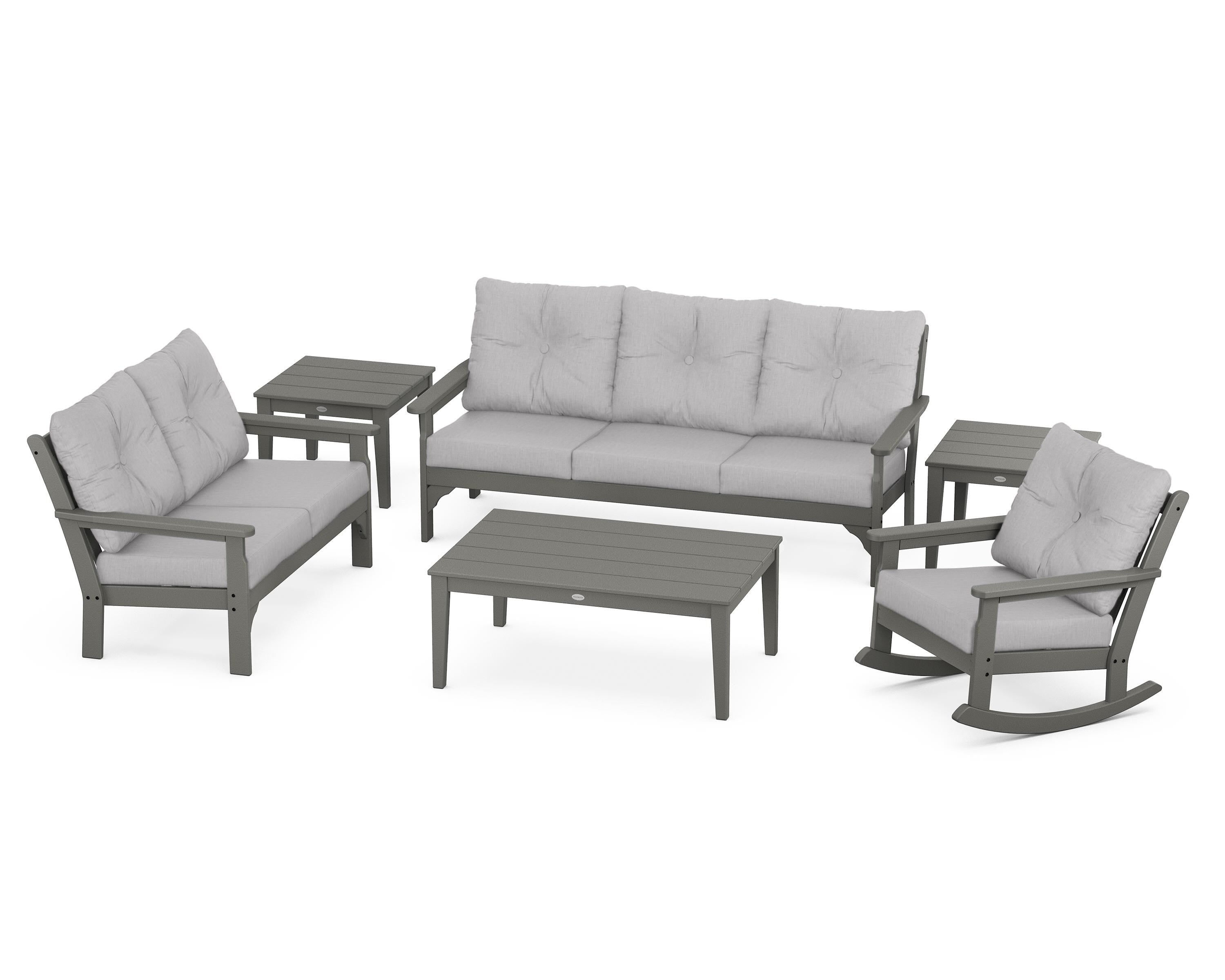 POLYWOOD® Vineyard 6-Piece Deep Seating Set in Slate Grey / Granite