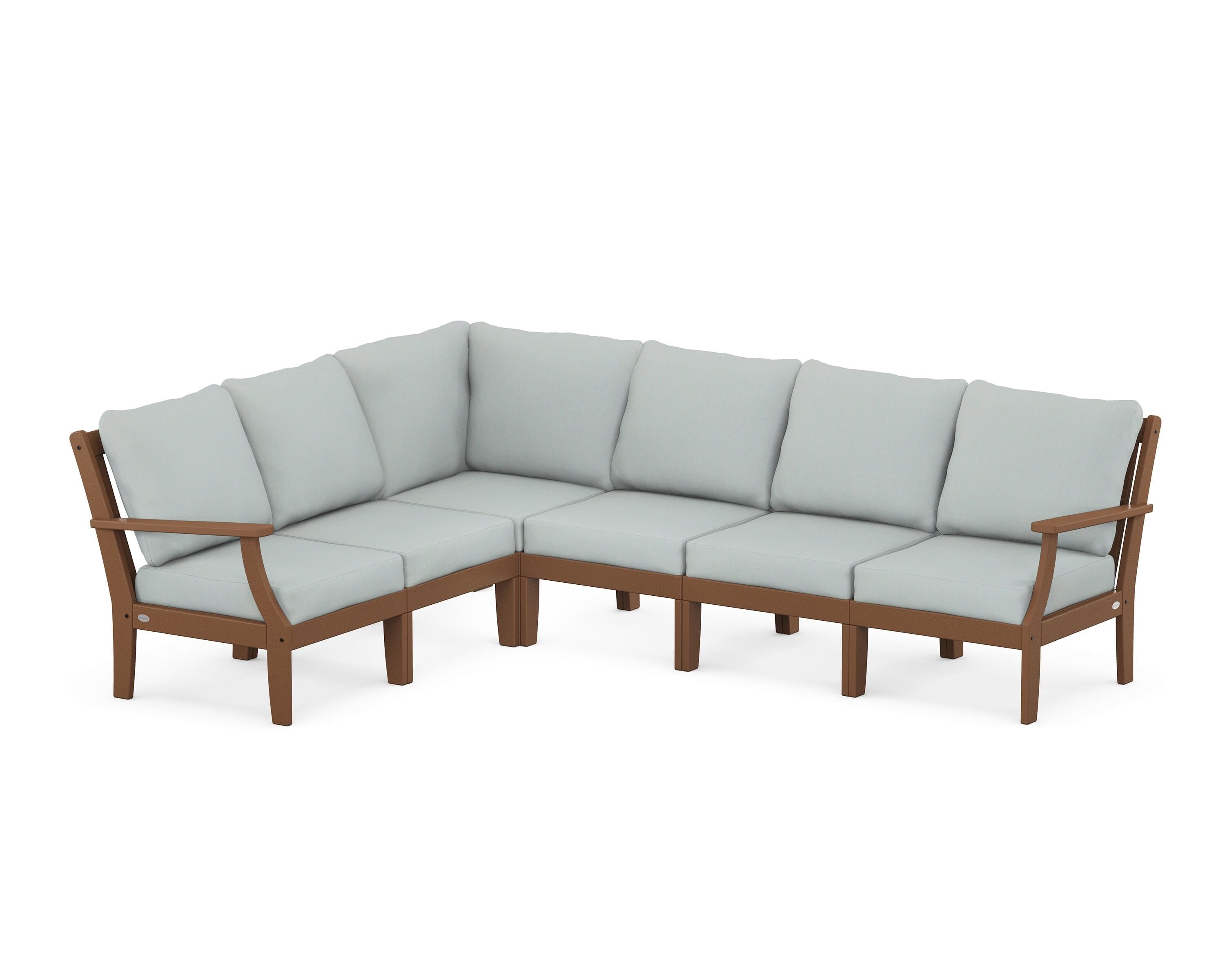 POLYWOOD® Braxton Modular 6-Piece Deep Seating Set in Teak / Spa
