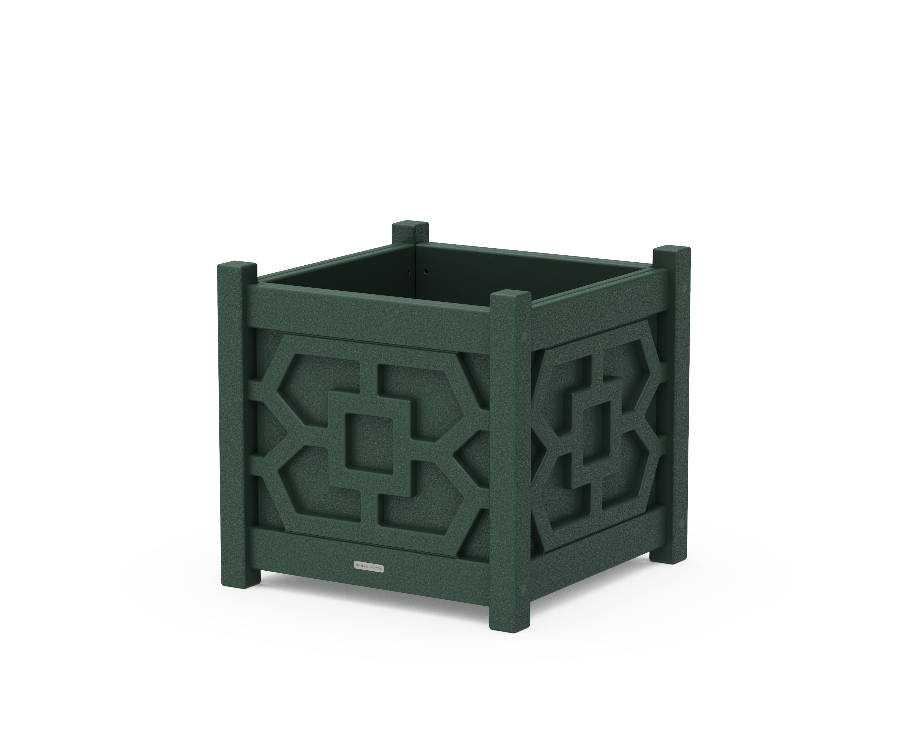 Martha Stewart by POLYWOOD® Chinoiserie Large Square Planter Box in Green