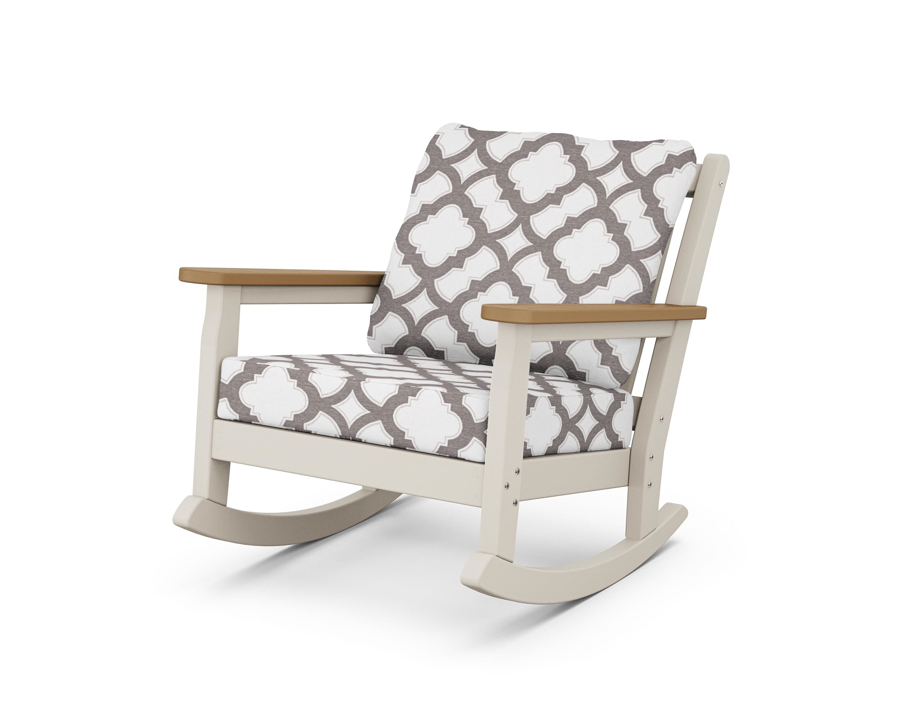 POLYWOOD® Chippendale Deep Seating Rocking Chair in Sand / Natural / Trellis Grey Mist