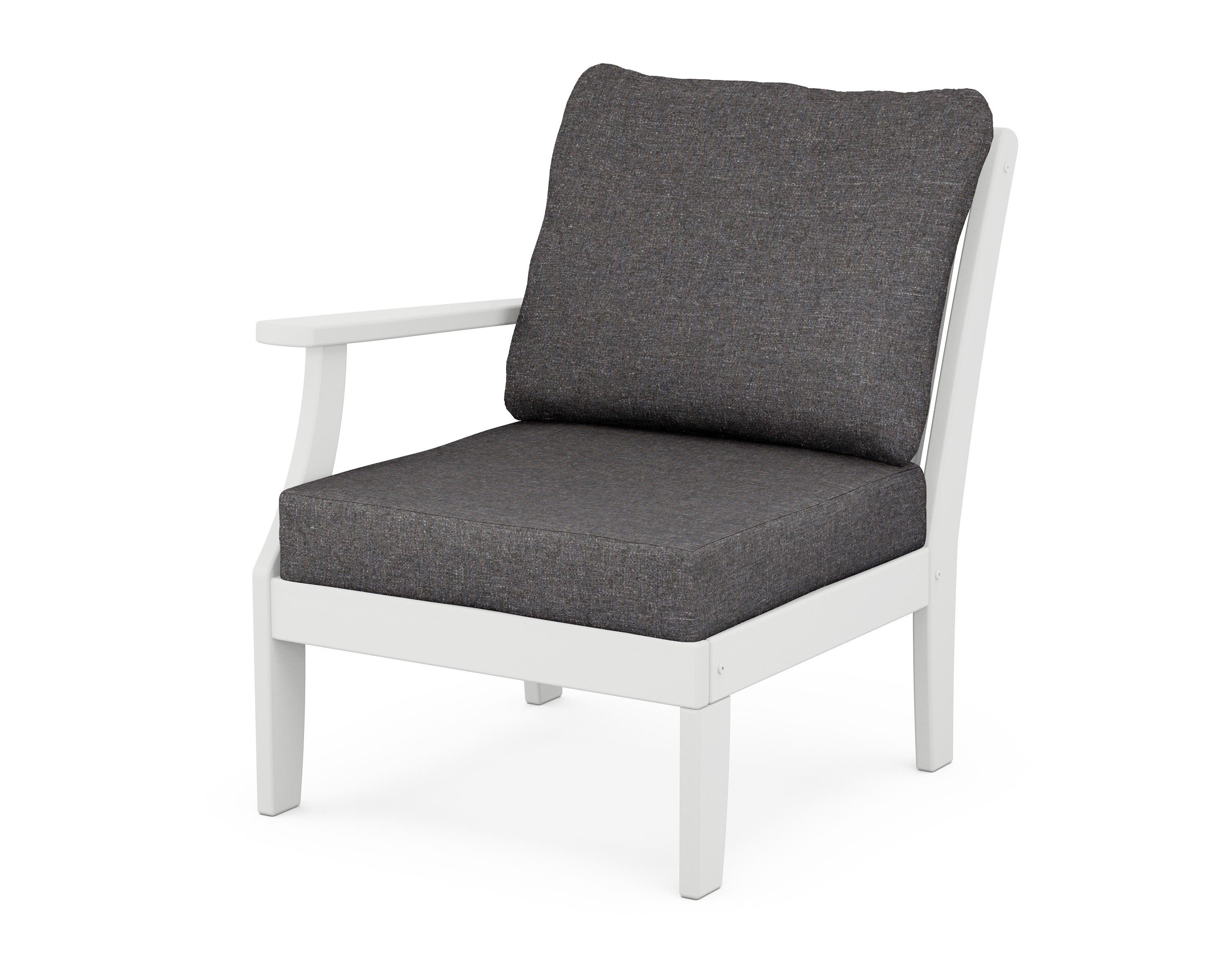 POLYWOOD® Braxton Modular Left Arm Chair in White / Ash Charcoal