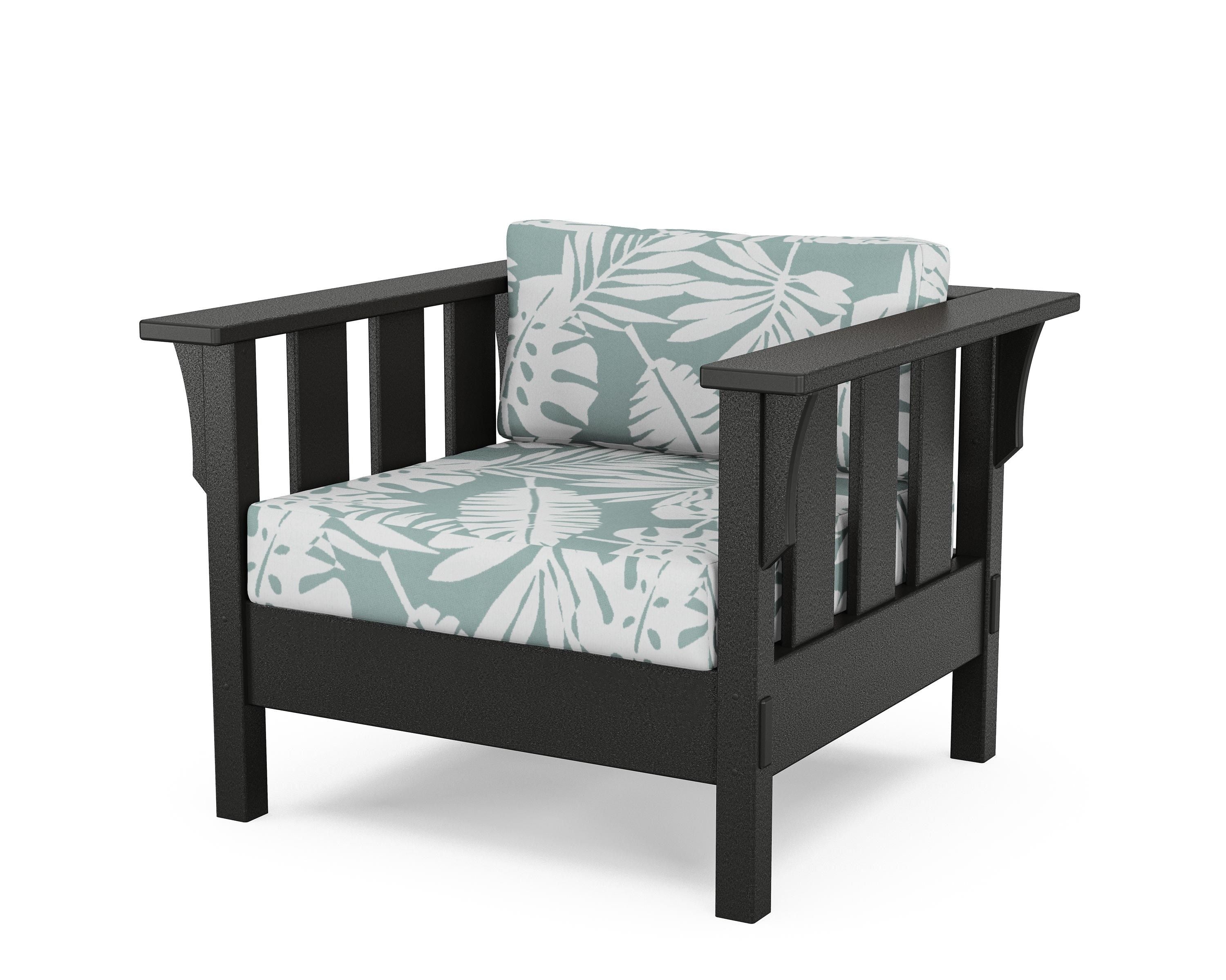 Martha Stewart by POLYWOOD® Acadia Deep Seating Chair in Black / Leaf Glacier Spa