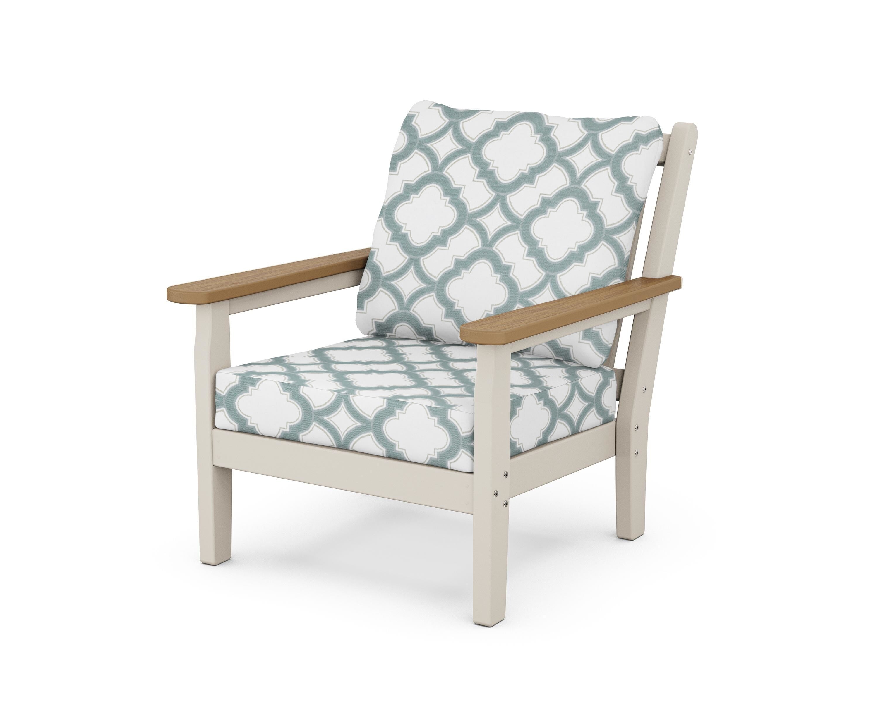 POLYWOOD® Chippendale Deep Seating Chair in Sand / Natural / Trellis Glacier Spa
