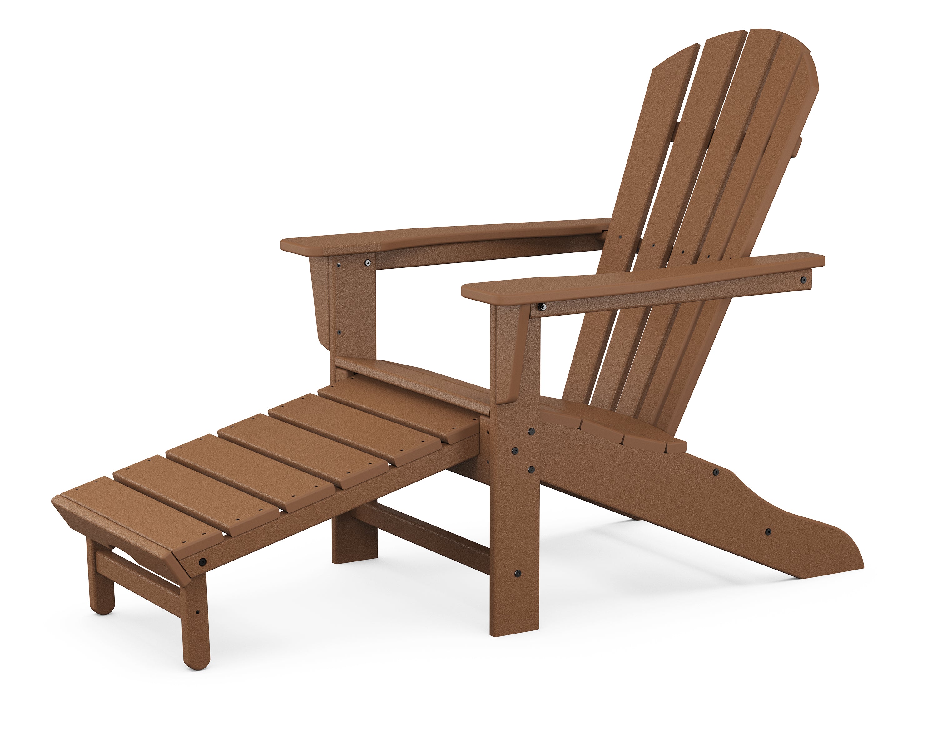 POLYWOOD® Palm Coast Ultimate Adirondack with Hideaway Ottoman in Teak
