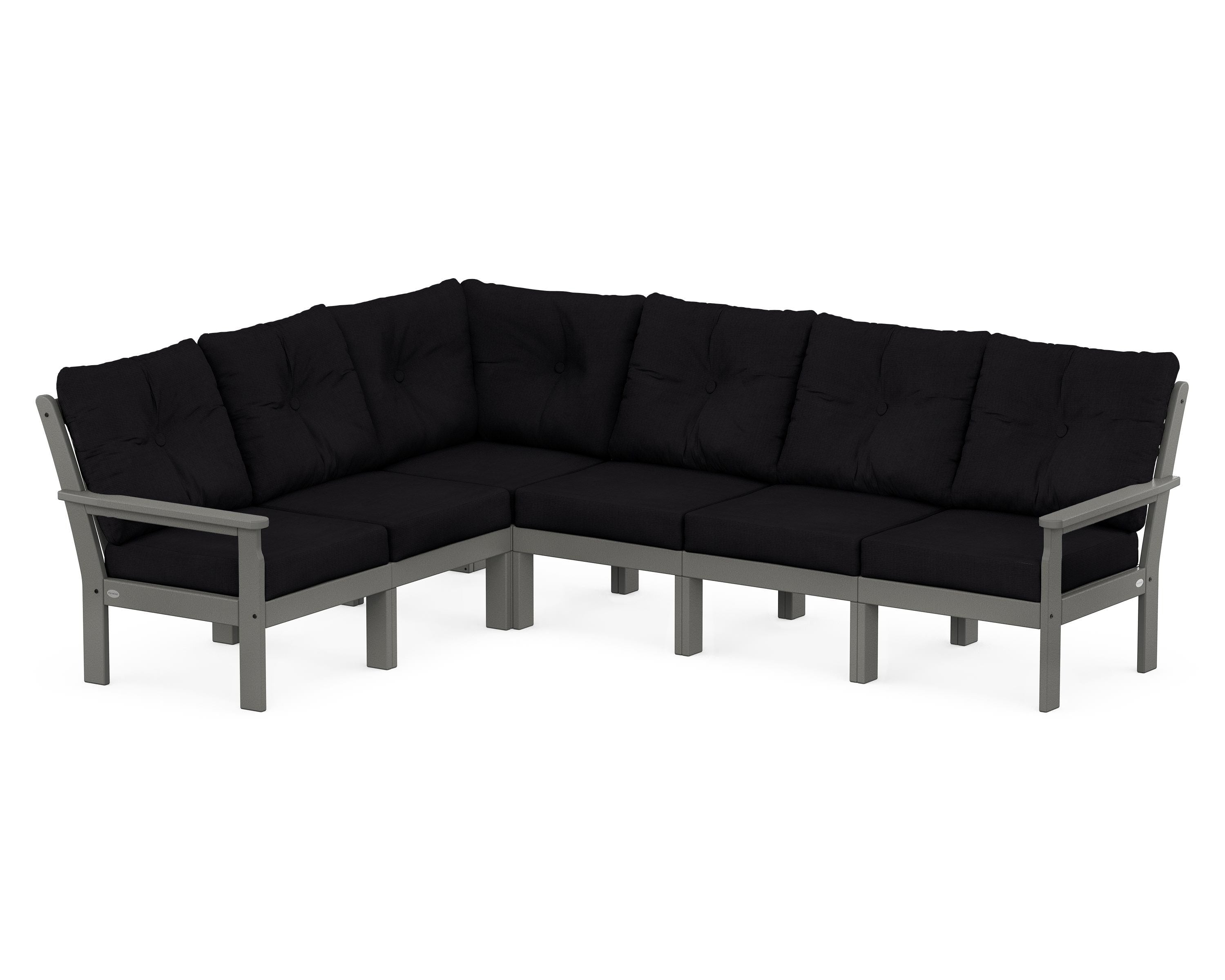 POLYWOOD® Vineyard 6-Piece Sectional in Slate Grey / Midnight Linen