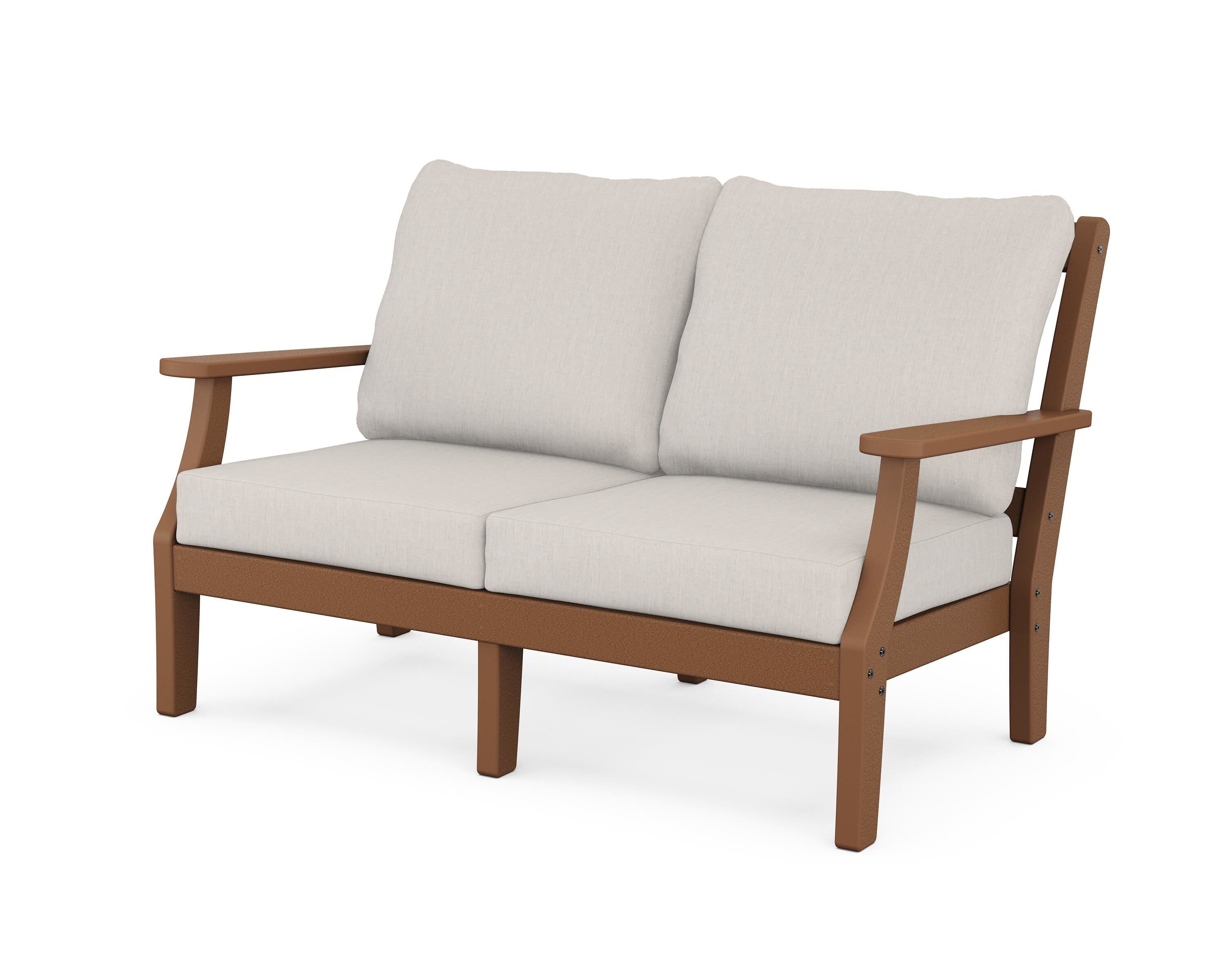 Martha Stewart by POLYWOOD® Chinoiserie Deep Seating Loveseat in Teak / Cast Ash