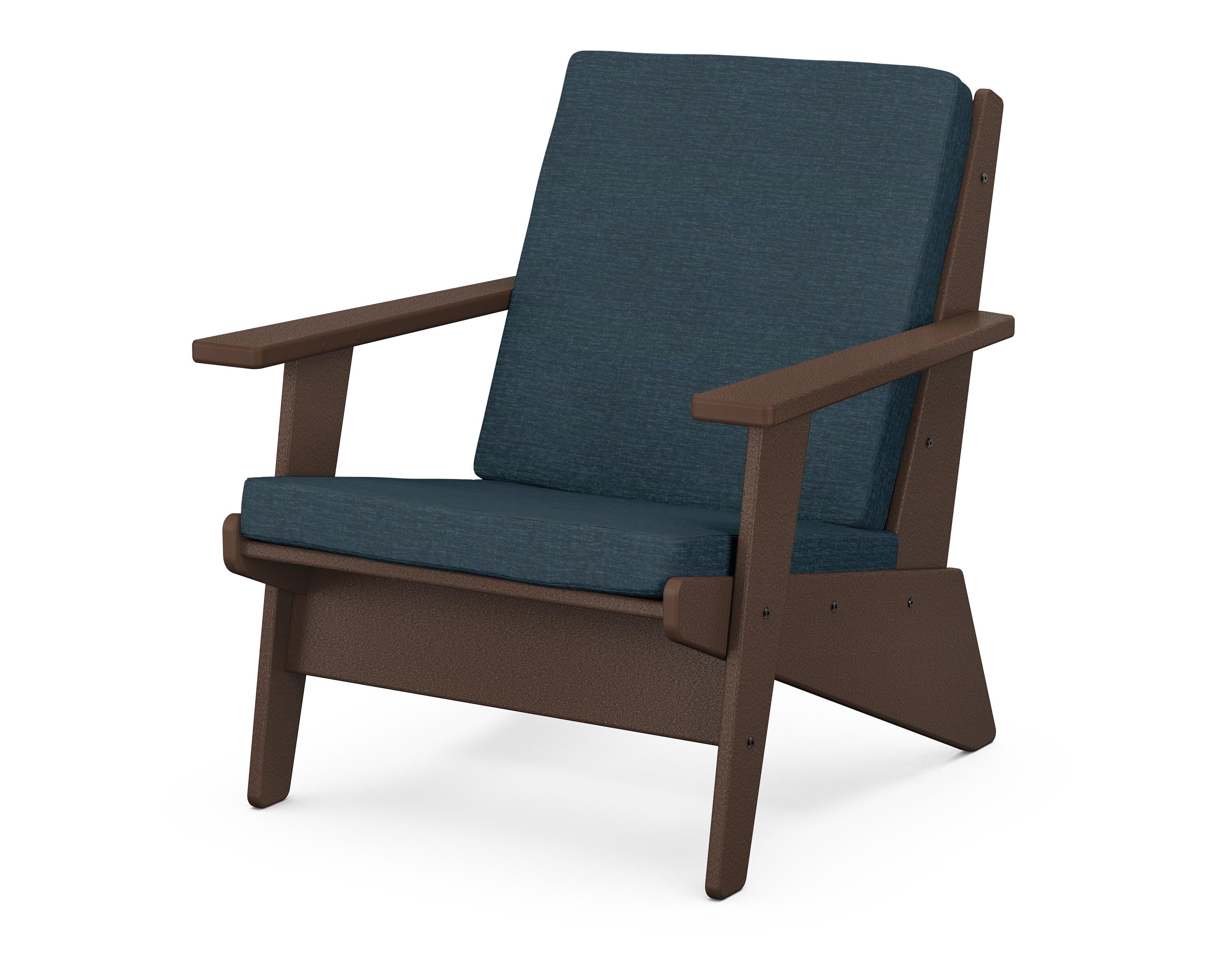 POLYWOOD® Riviera Modern Lounge Chair in Mahogany / Platform Indigo