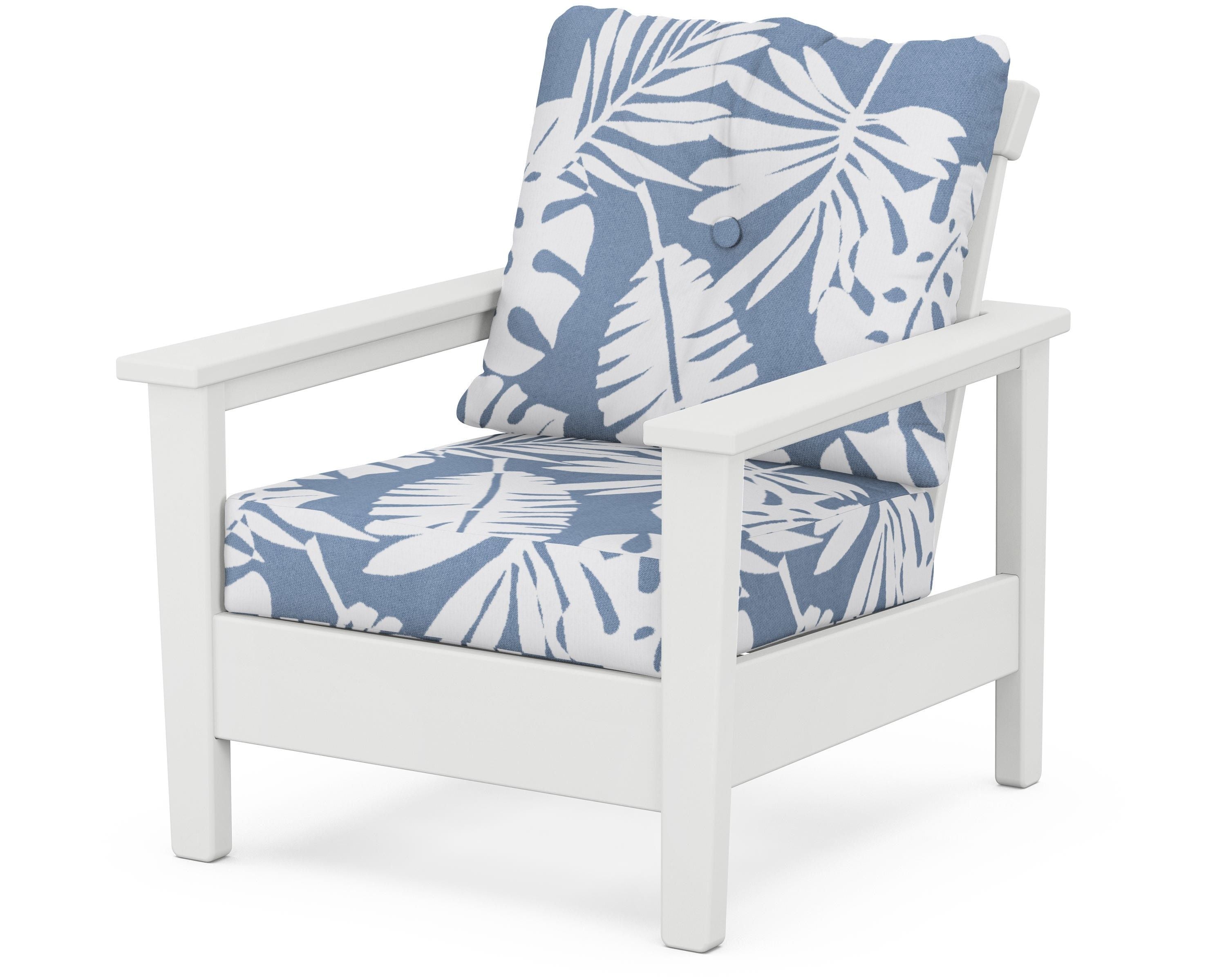 POLYWOOD® Prescott Deep Seating Chair in White / Leaf Sky Blue
