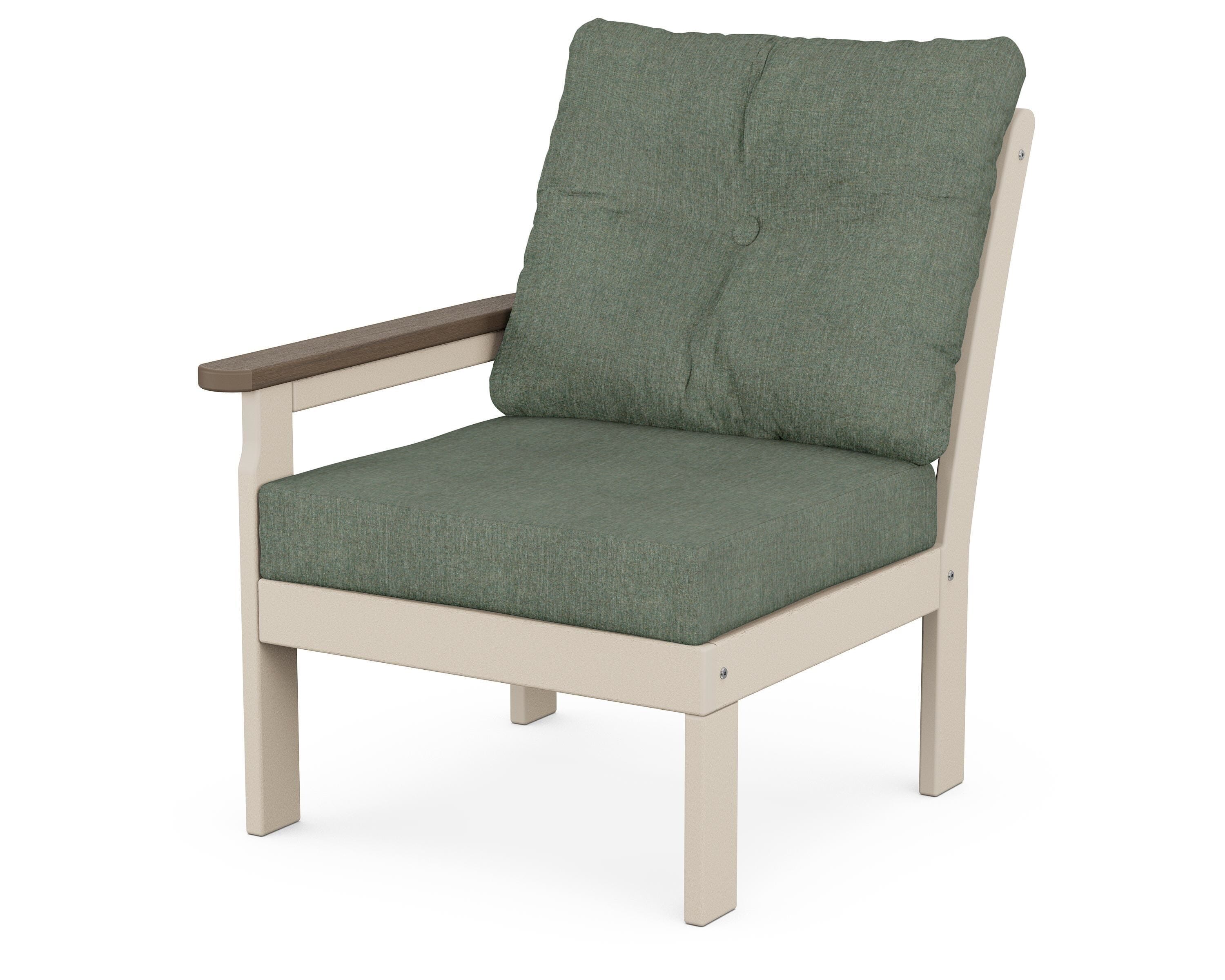 POLYWOOD® Vineyard Modular Left Arm Chair in Sand / Kona / Cast Sage