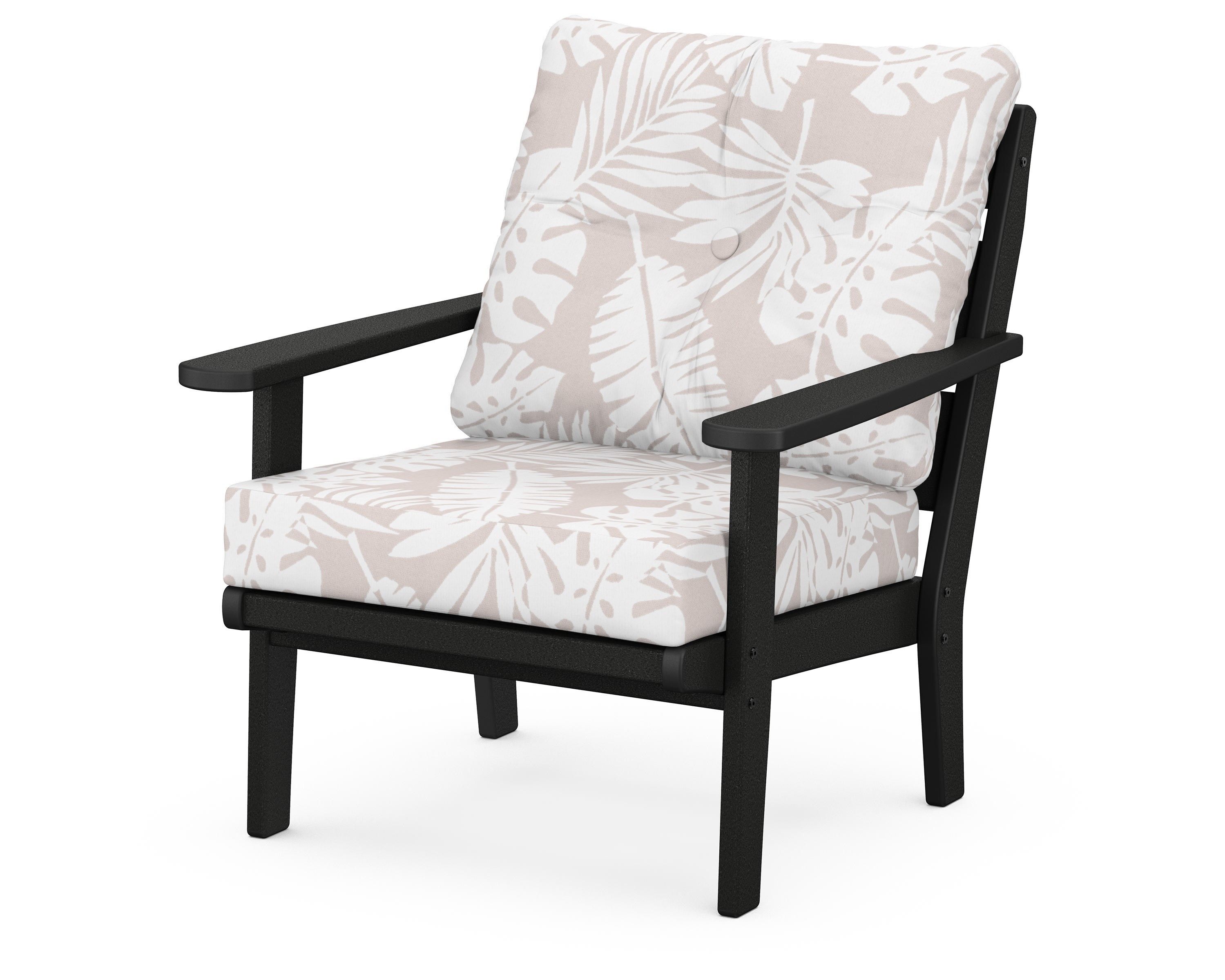 POLYWOOD® Lakeside Deep Seating Chair in Black / Leaf Dune Burlap